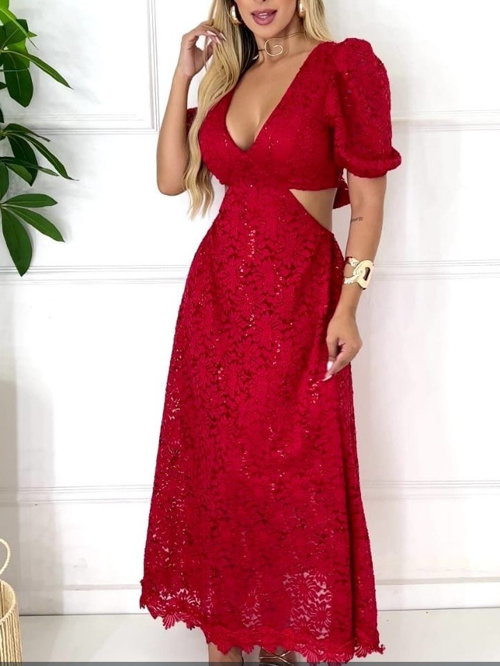 Vestido feminino de renda com Paete (147)
