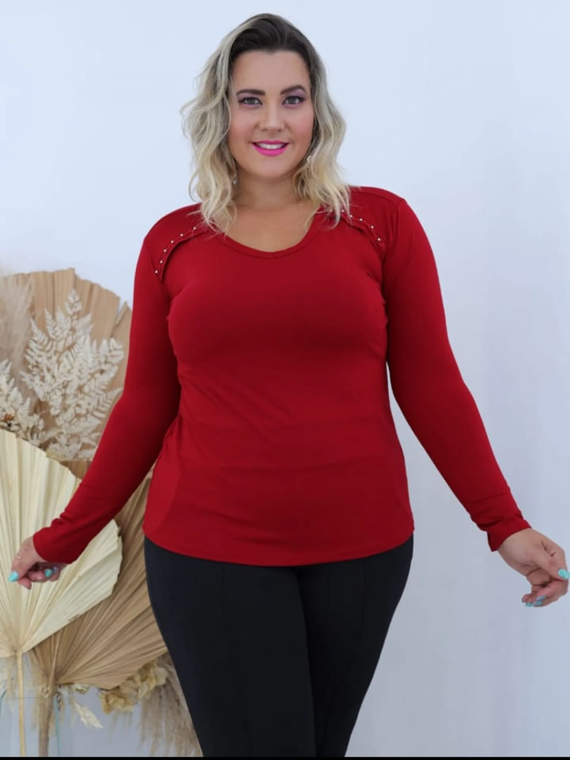 Blusa feminina Plus size manga longa (101)
