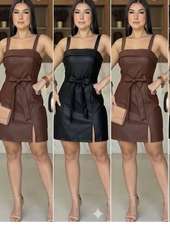 Vestido de alça feminino tecido courino (61)