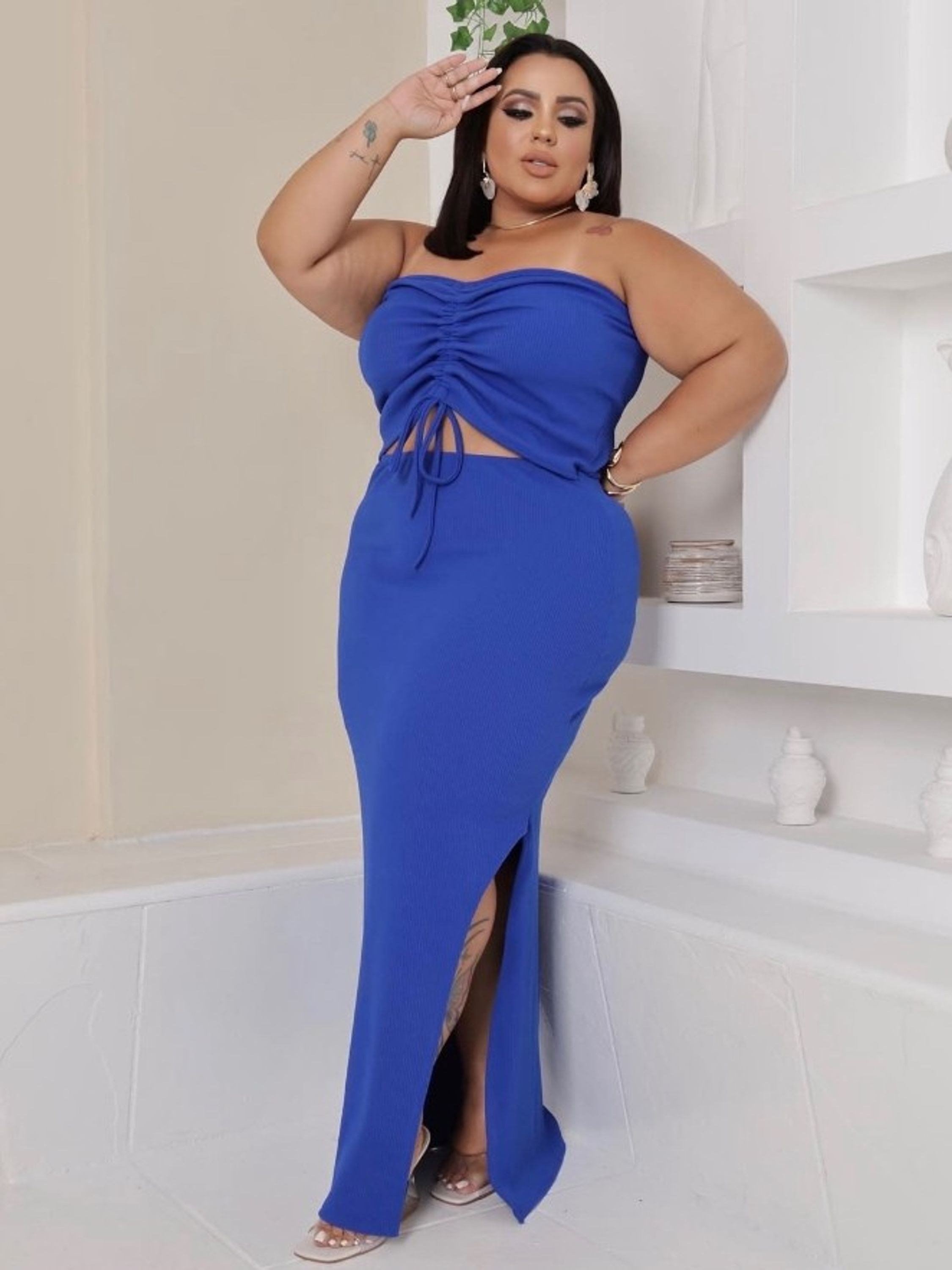 Vestido longo tomara que caia feminino Plus size (86)