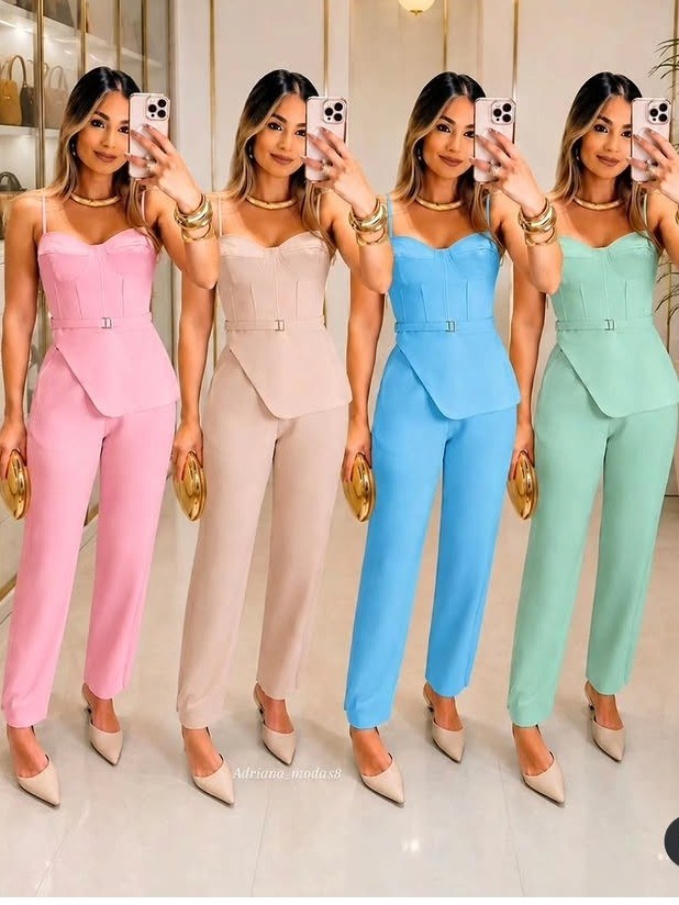 Conjunto feminino calça e blusinha com bojo (85)