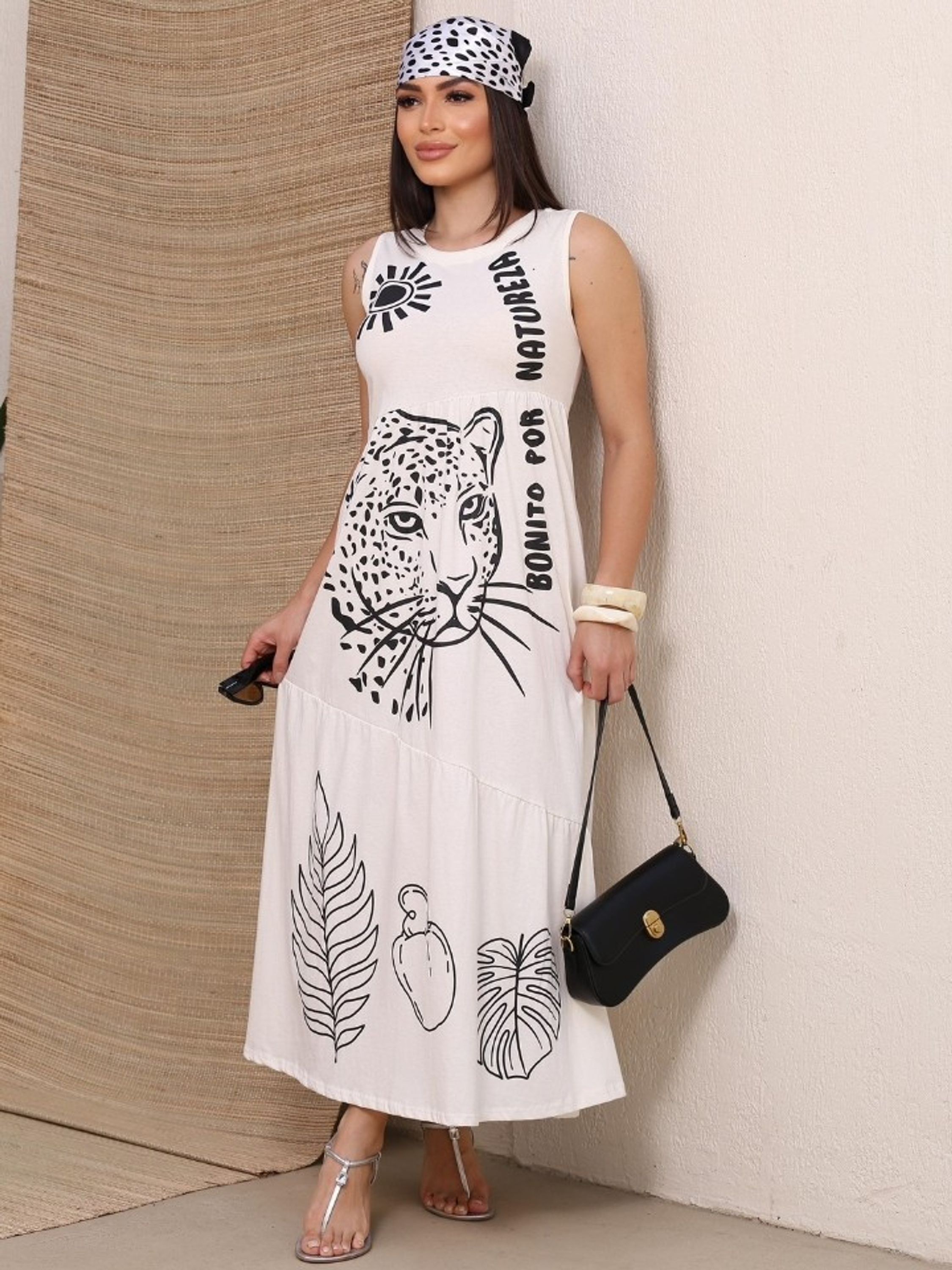 Vestido midi feminino 100% algodão (133)