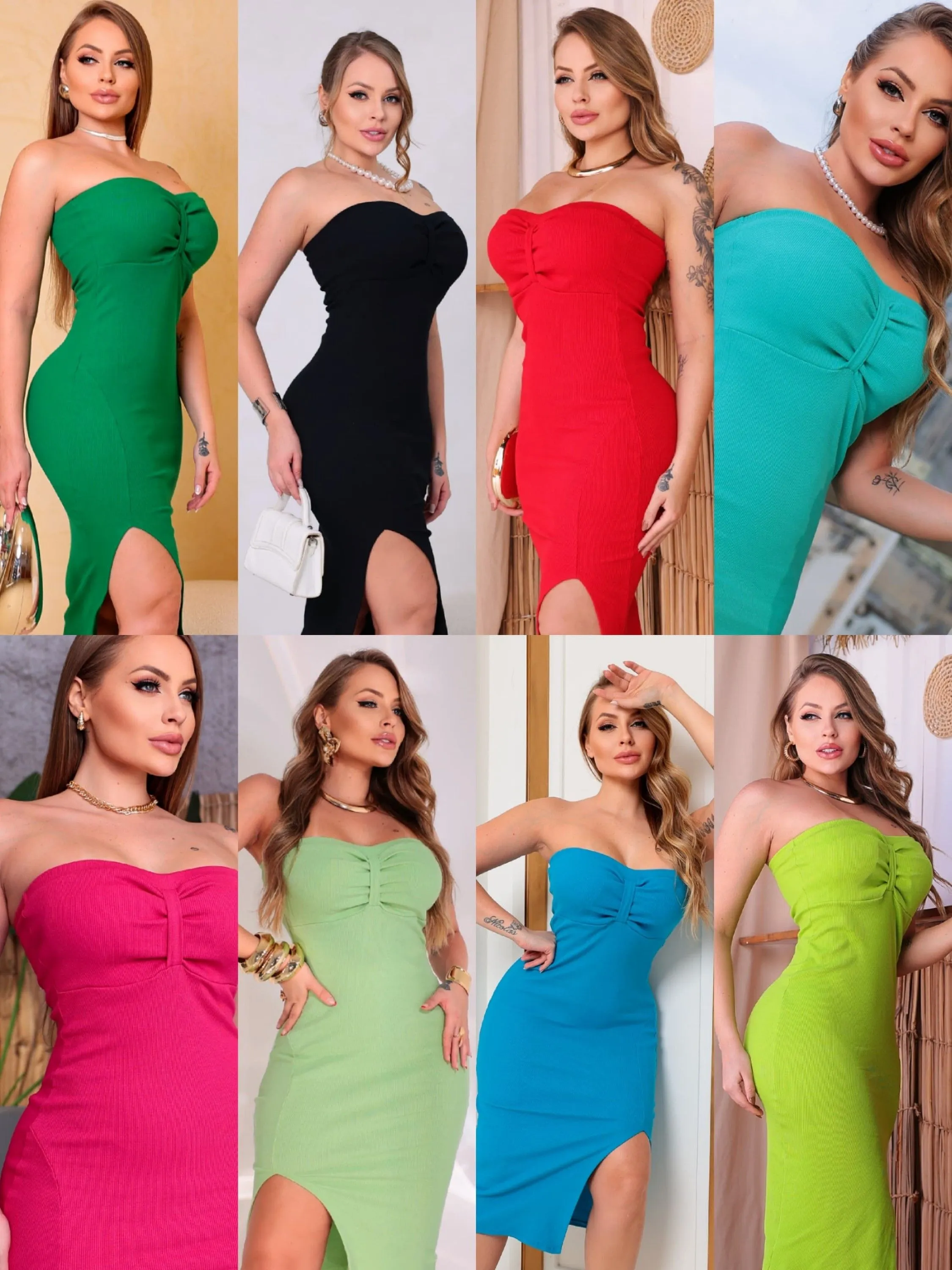 Vestido tomara que caia com fenda lateral (138)