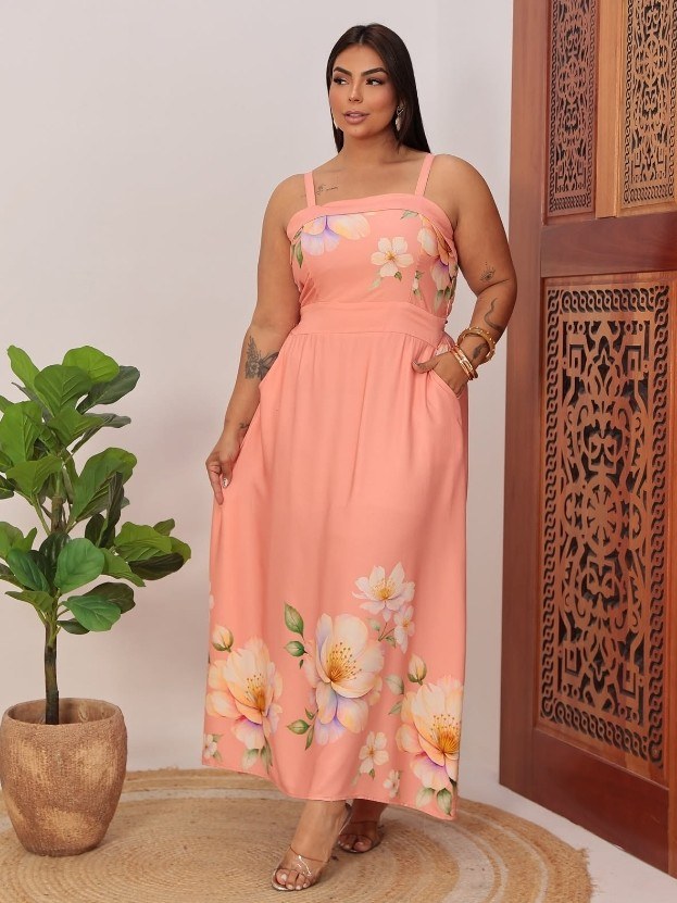 Vestido feminino Plus size estampado (201)