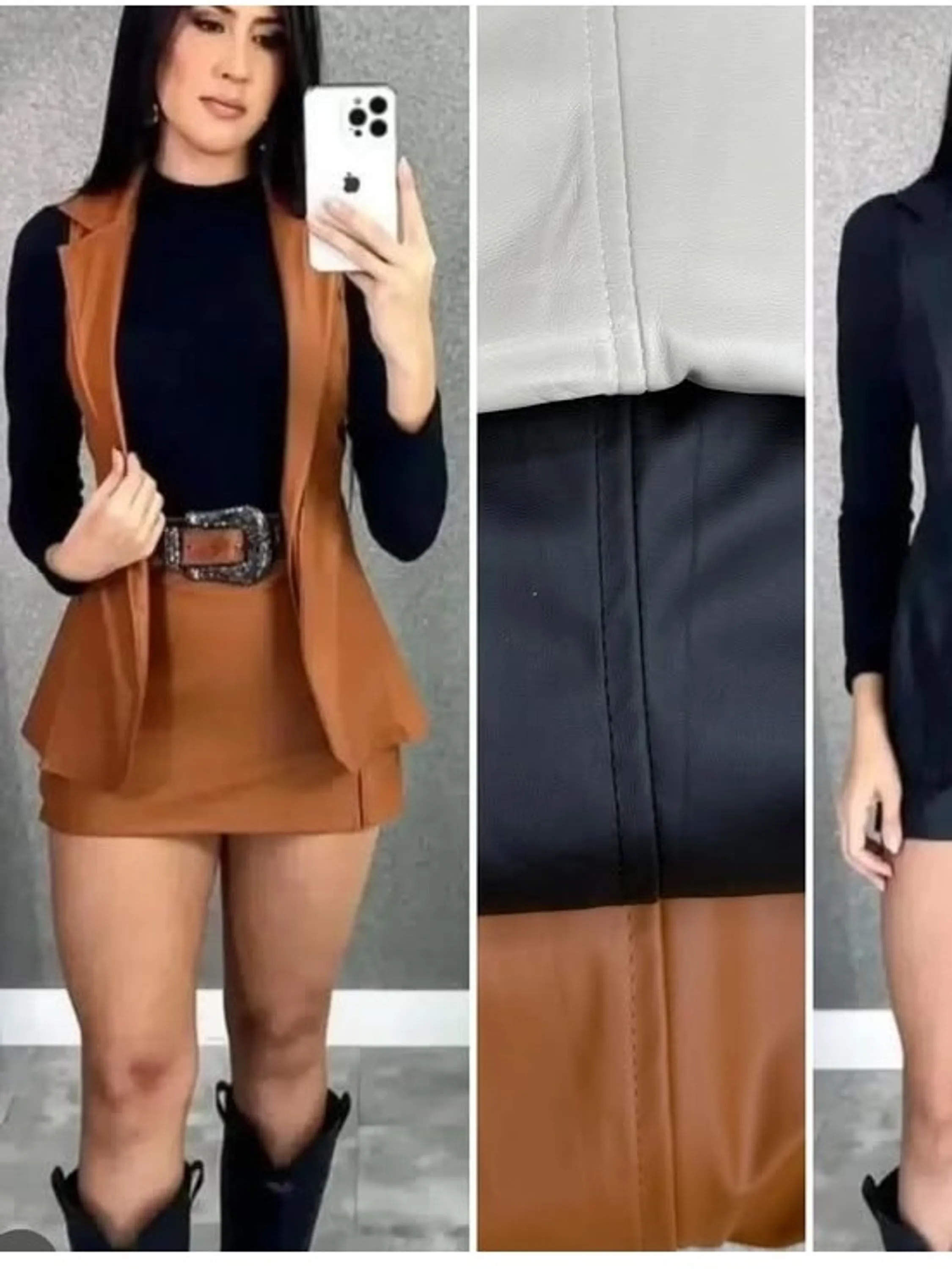 Conjunto feminino colete e saia tamanho único (14)