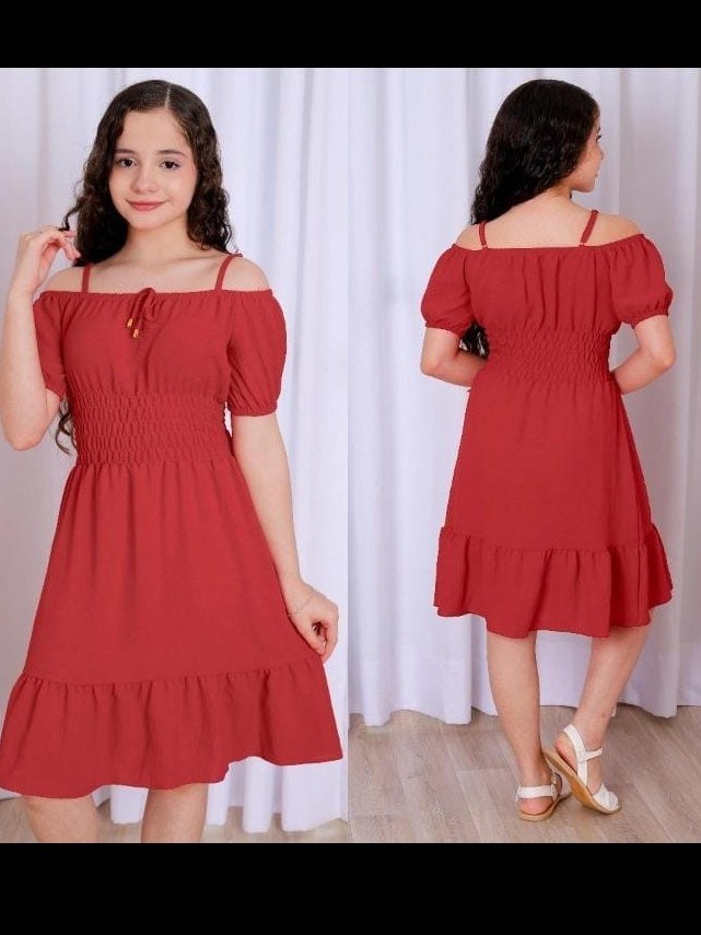 Vestido curto feminino juvenil ciganinha (O)