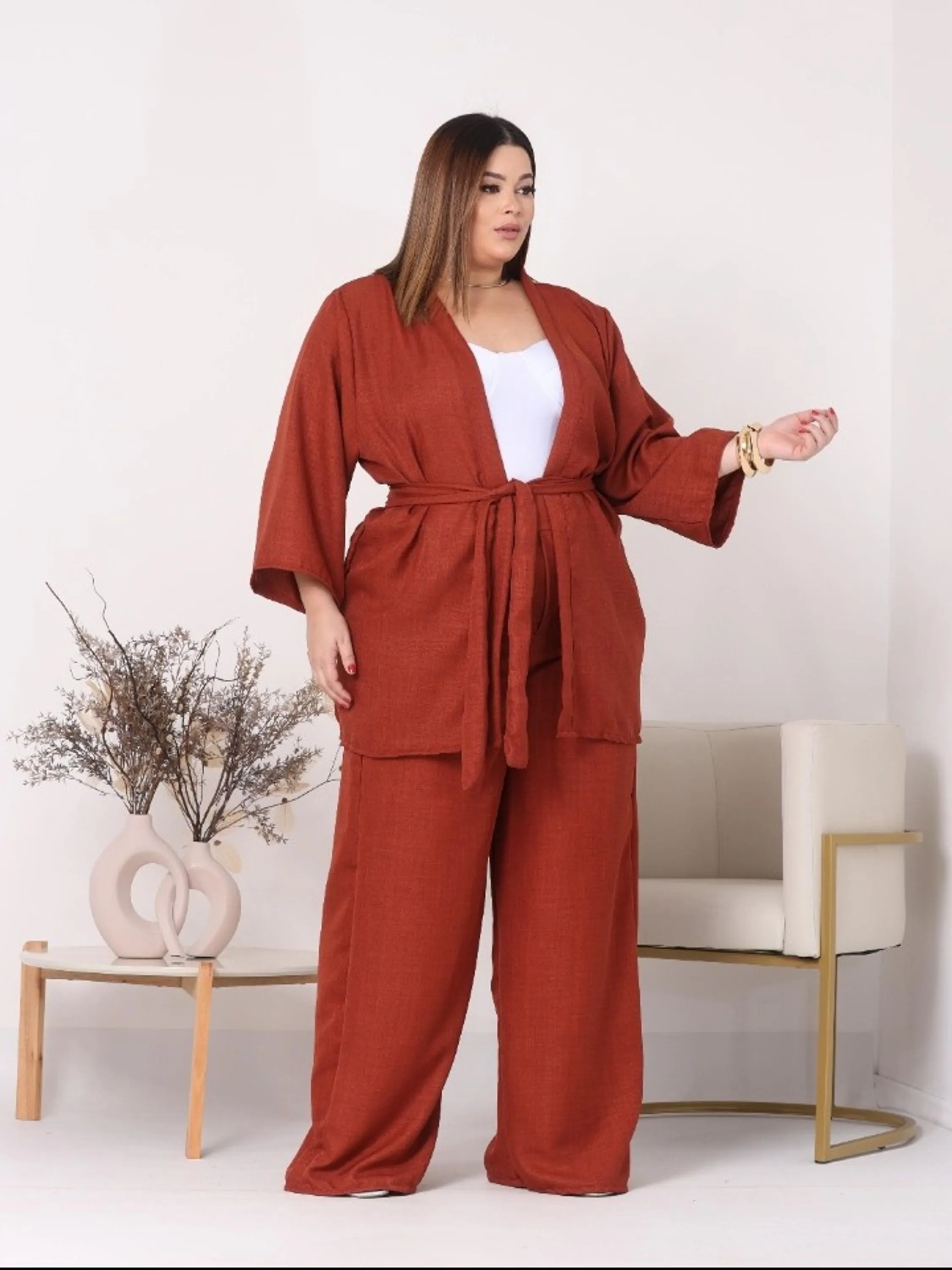 Conjunto Kimono Plus size tamanho único veste 46 ao 52 (76))