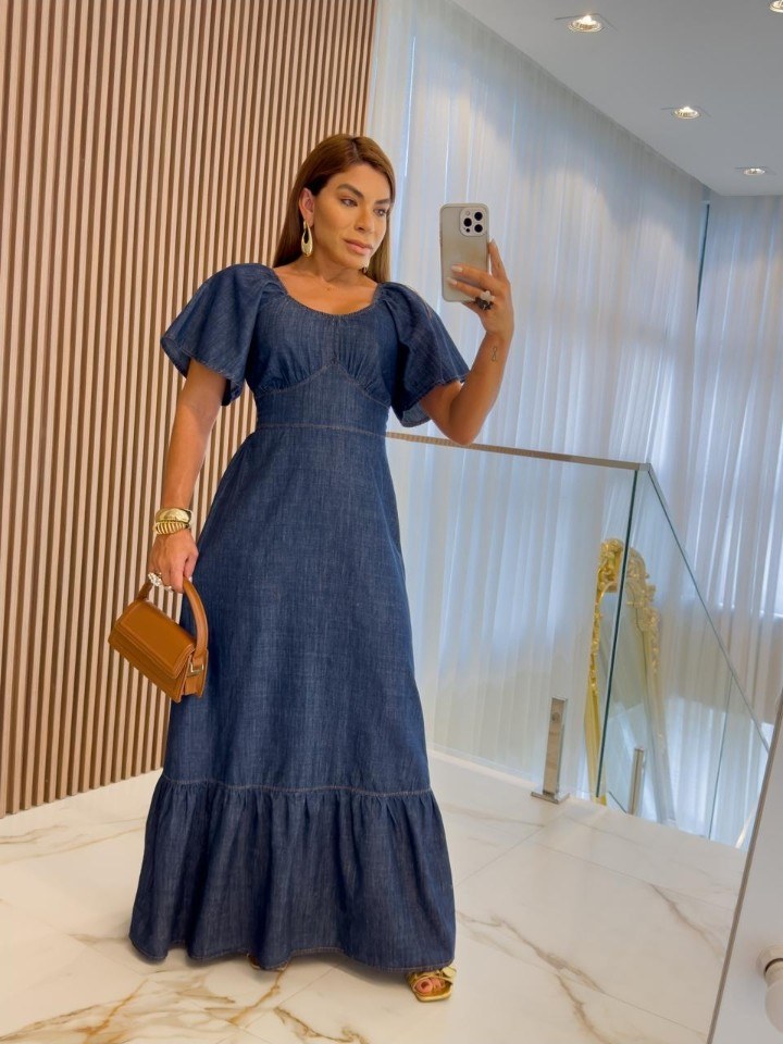 Vestido longo feminino com manguinha (202)