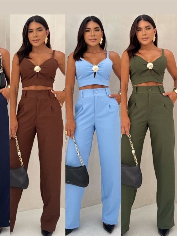 Conjunto feminino cropped e calça pantalona (156)
