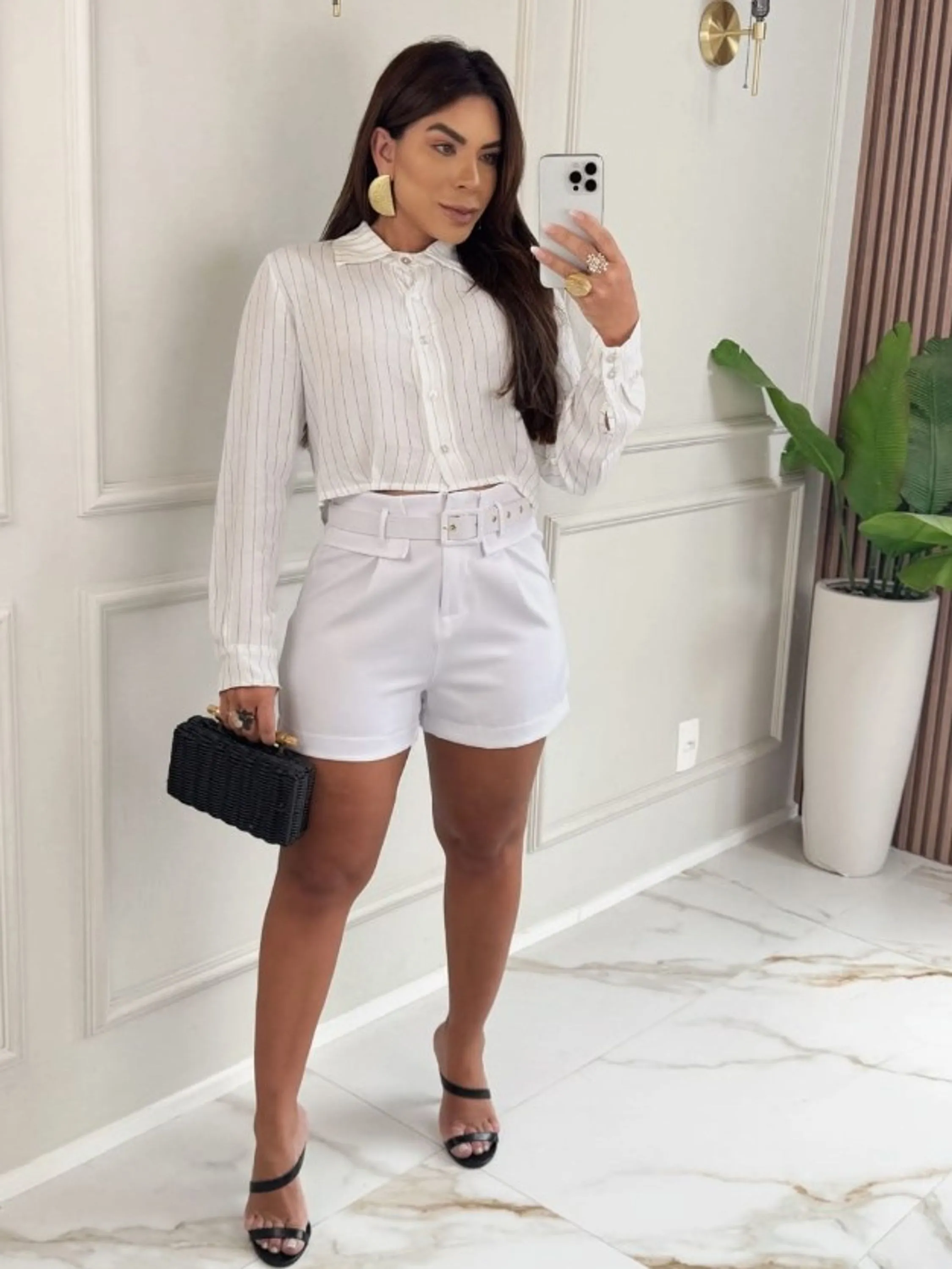 Shorts com cinto feminino tecido alfaiataria (12)