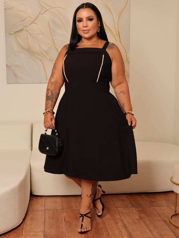 Vestido Midi feminino Plus size (129)