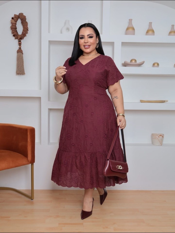 Vestido Midi feminino Plus size de lese (129)