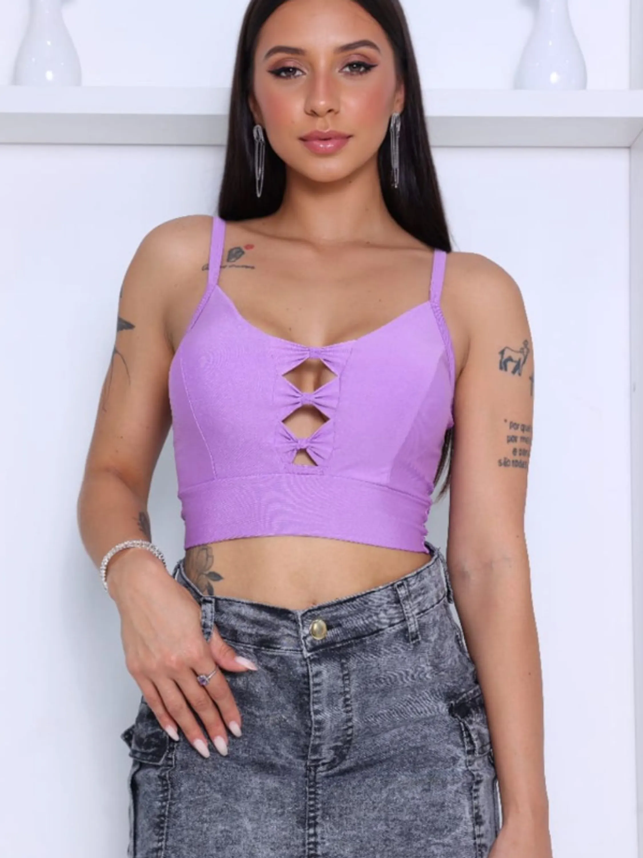 Cropped feminino com bojo tamanho único