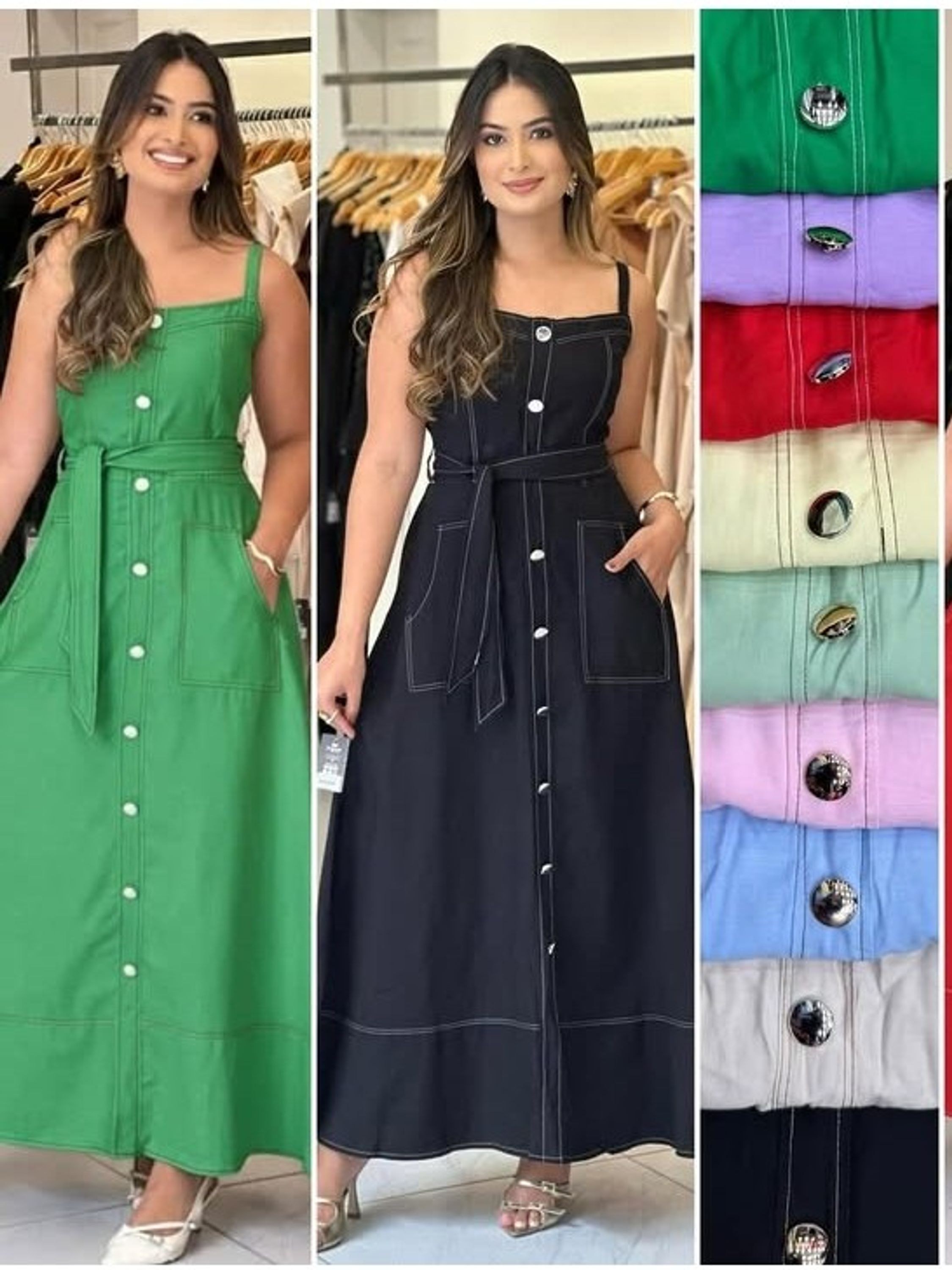 Vestido Midi de botão feminino com bojo (14)