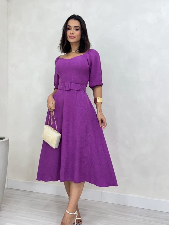 Vestido Midi feminino com bojo e forro (02)