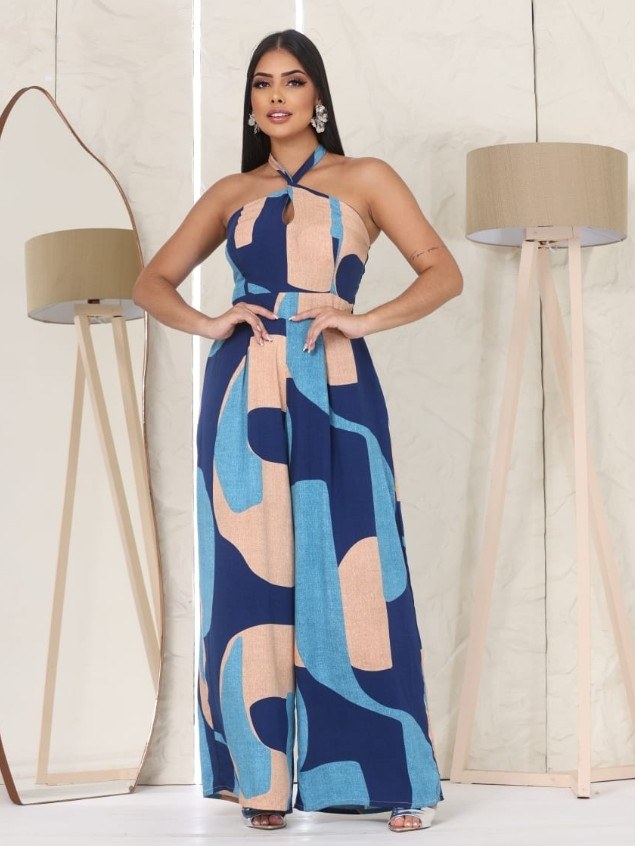 Macacão feminino estampado com bojo (165)