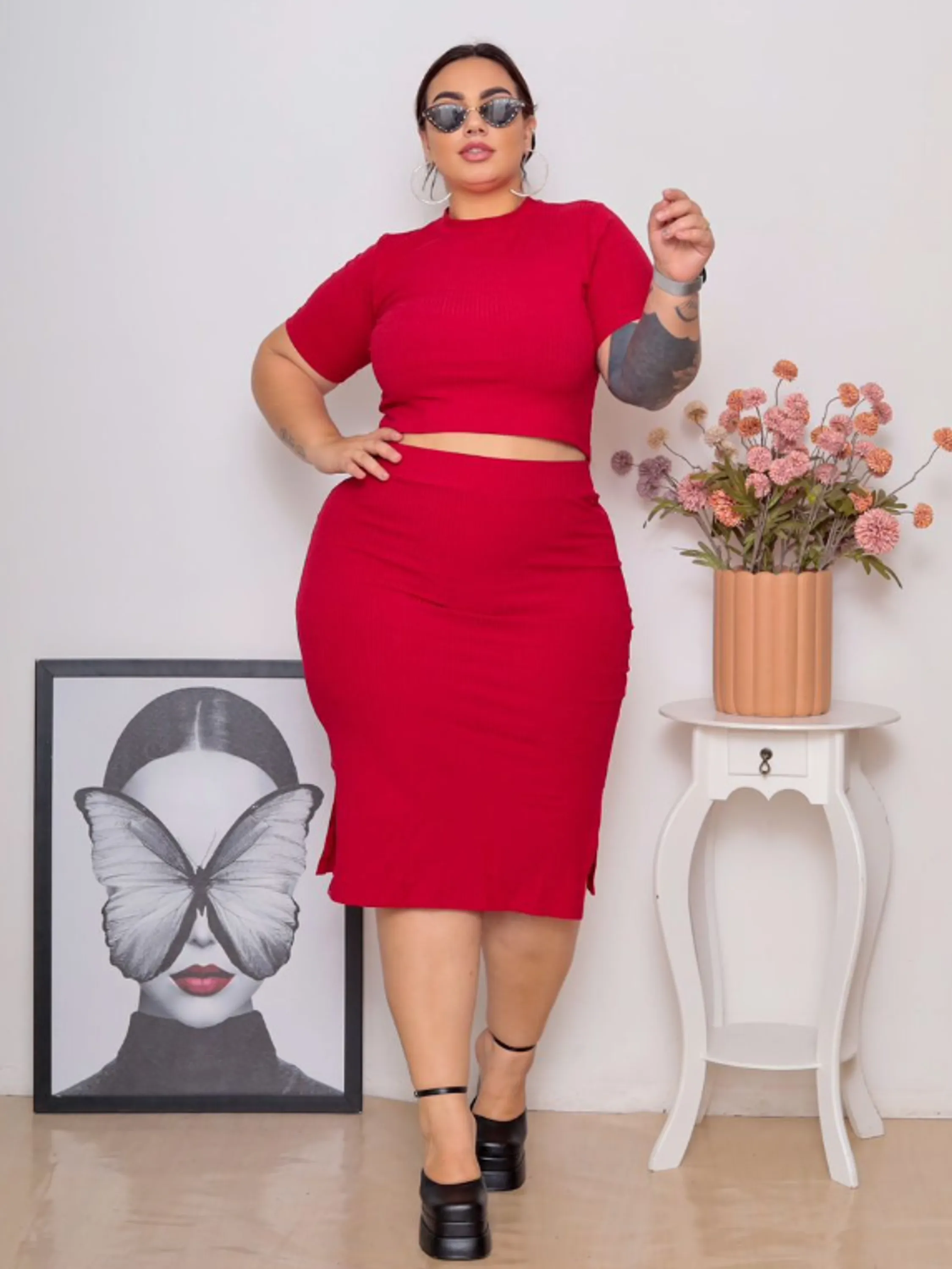 Conjunto Plus size saia com fenda (36)