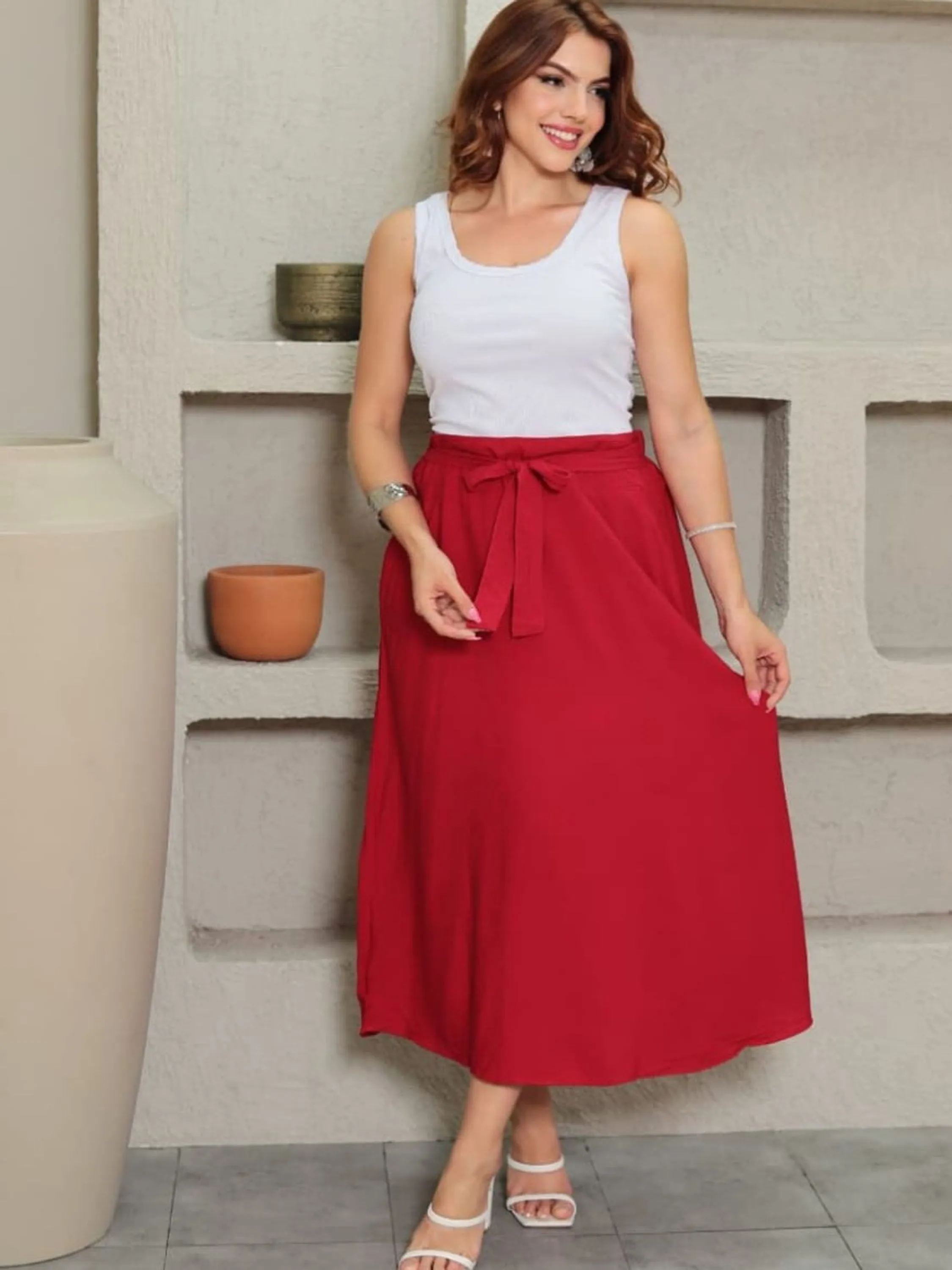 Saia Midi feminina tecido viscolinho (41)