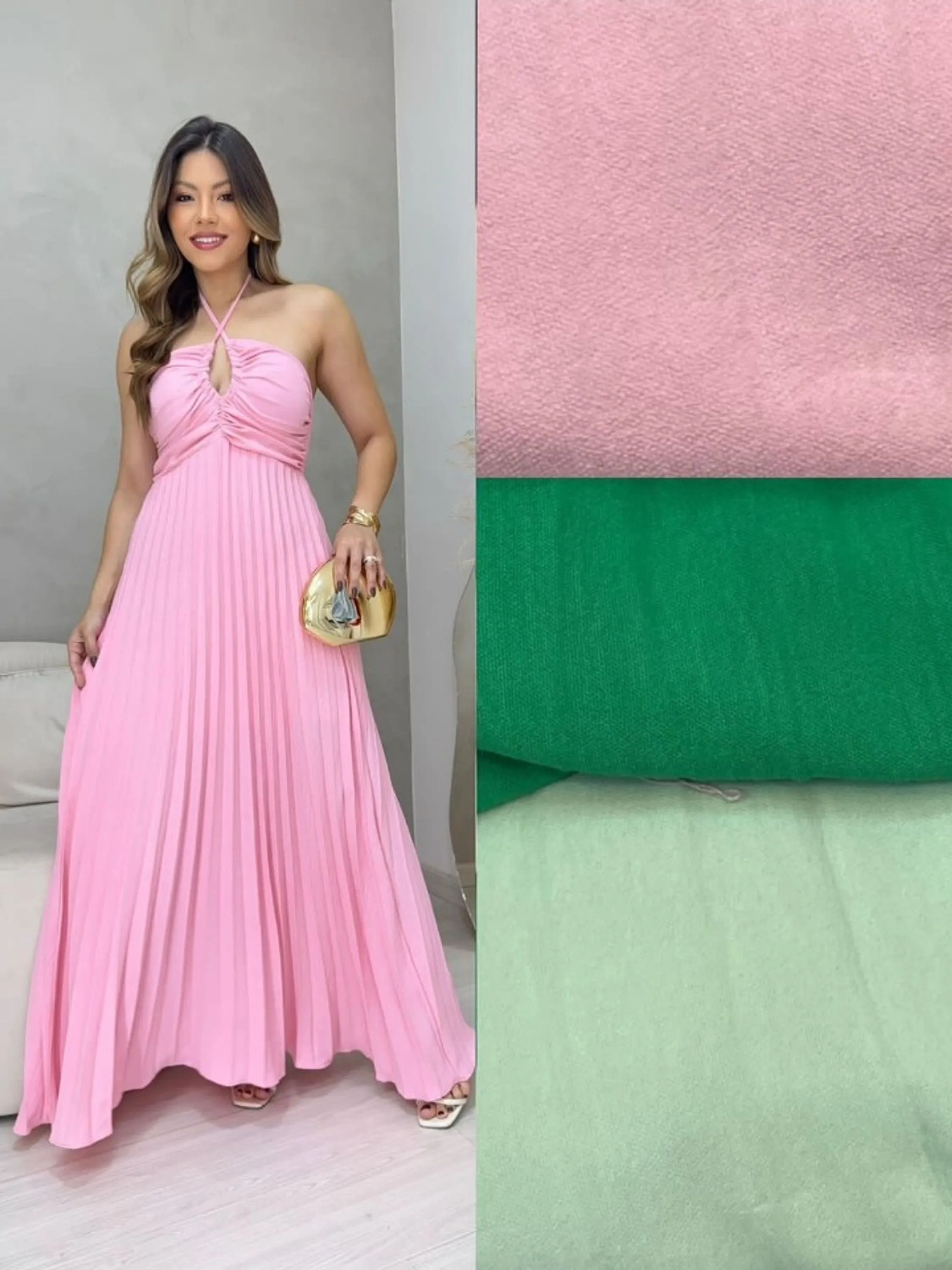 Vestido longo feminino plissado (143)