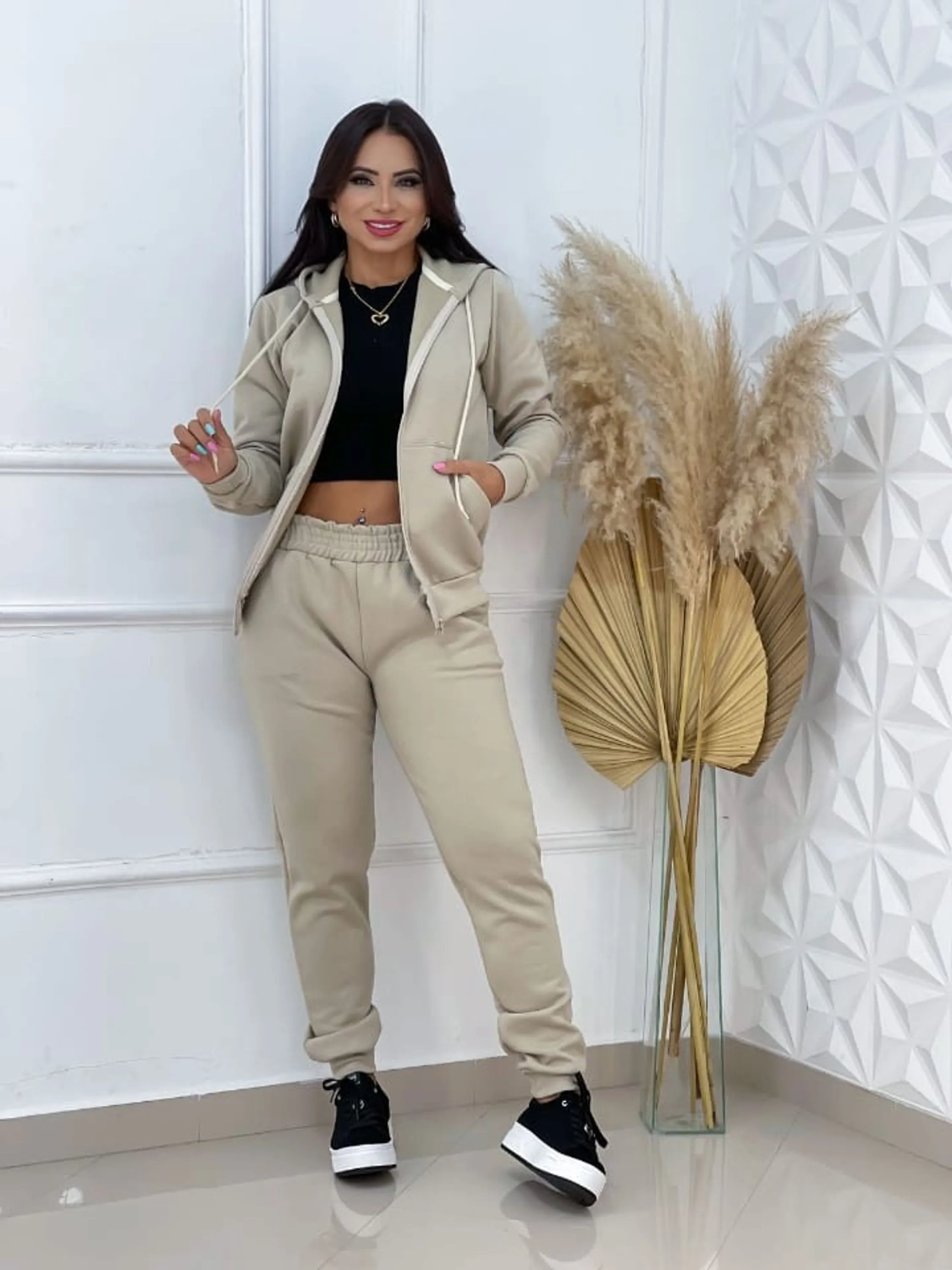 Conjunto Moletom flanelado feminino zíper (100)