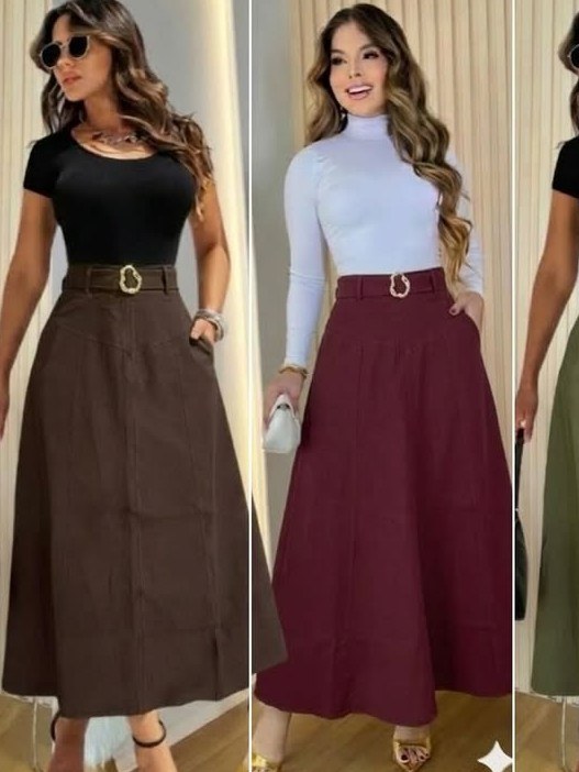 Saia longa feminina com cinto (14)