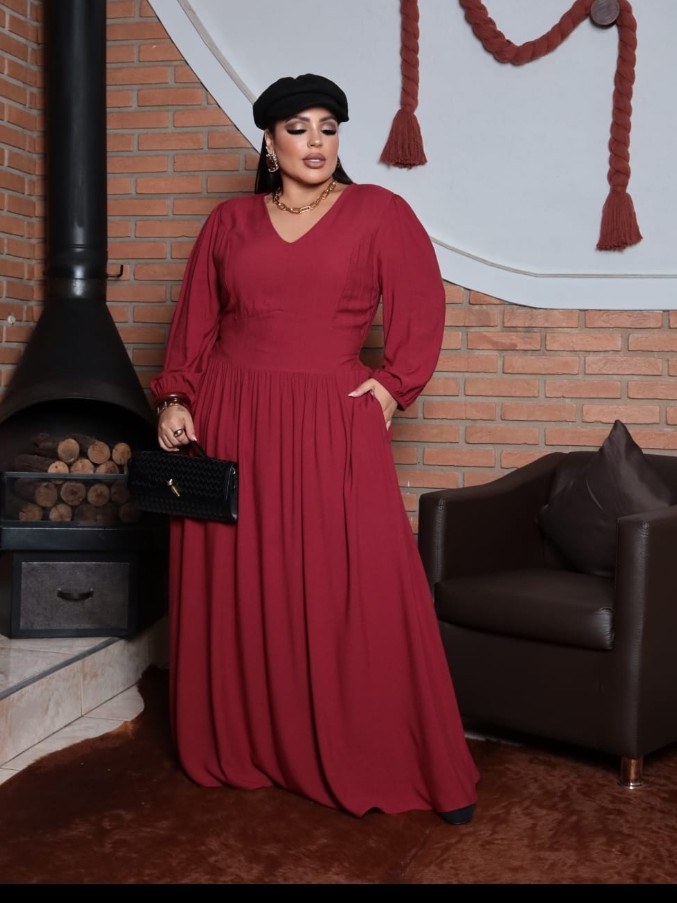 Vestido manga longa feminino Plus size (129)