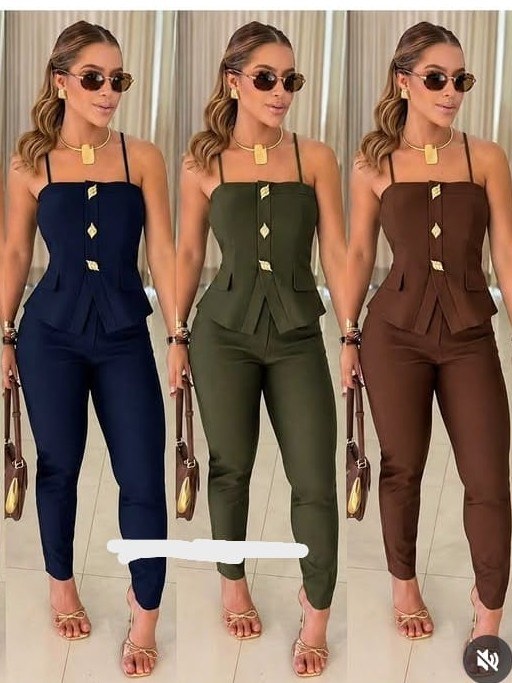 Conjunto feminino blusinha com bojo e calça (85)