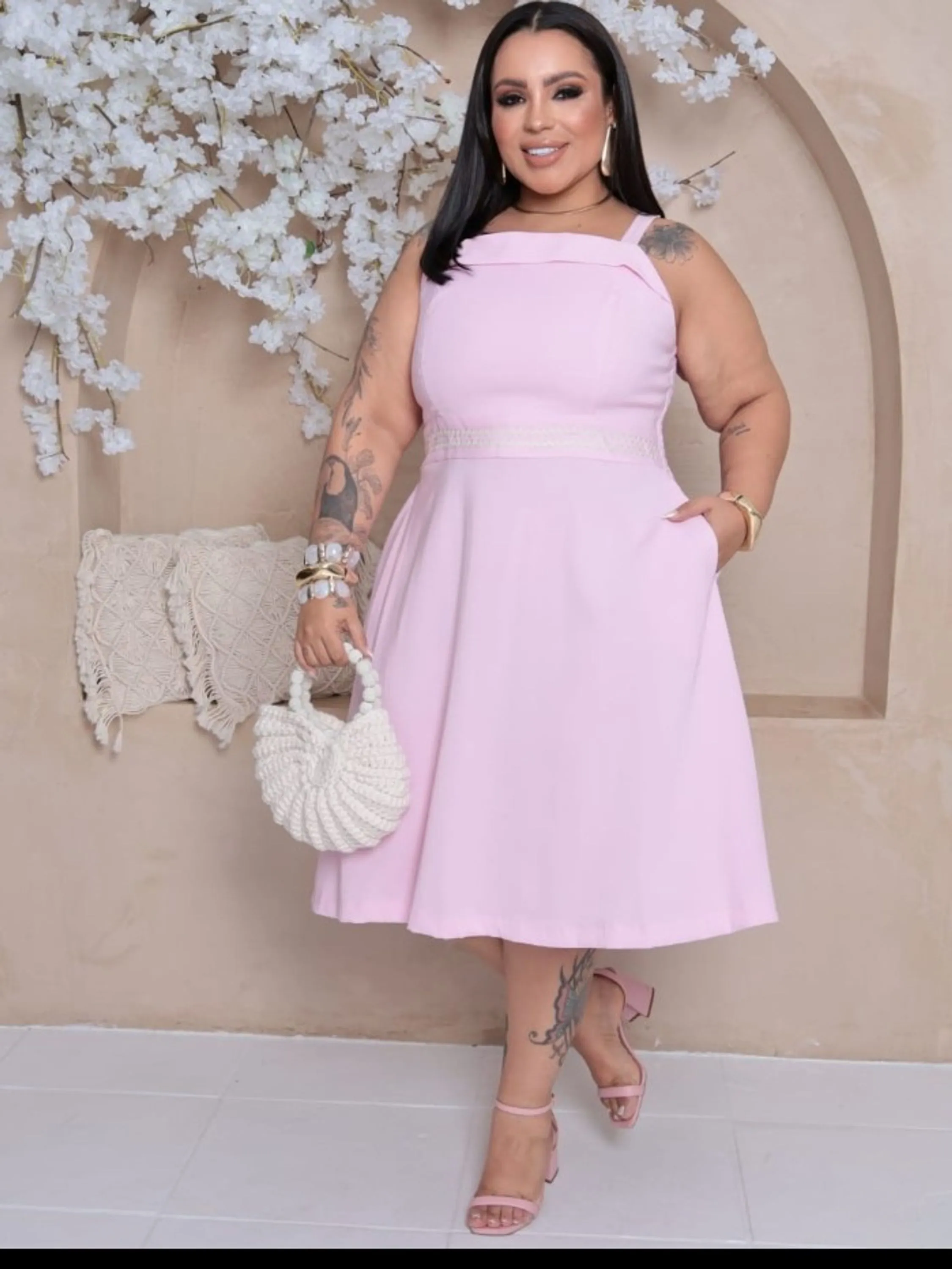 Vestido curto feminino Plus size de alcinha (129)