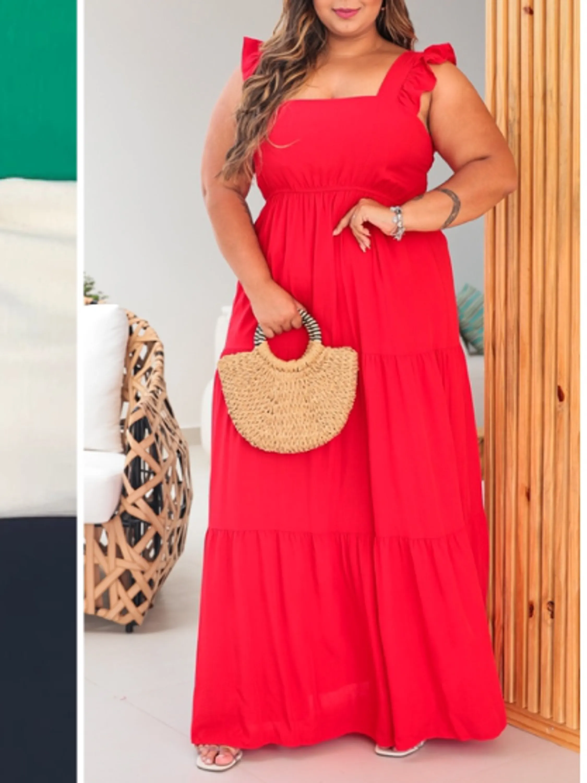 Vestido longo Plus size liso tamanho único (42)