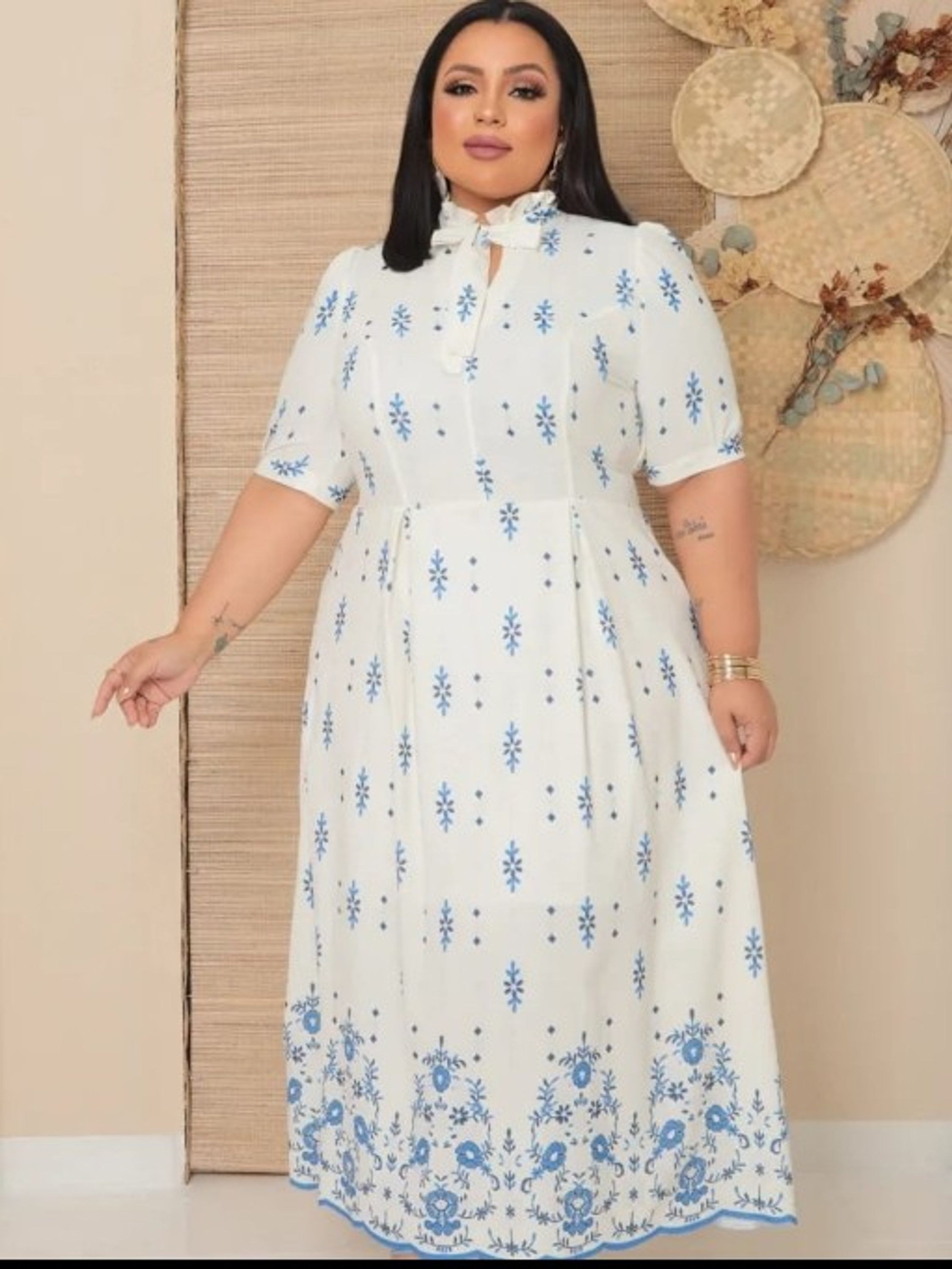 Vestido longo feminino Plus size com golinha (129)