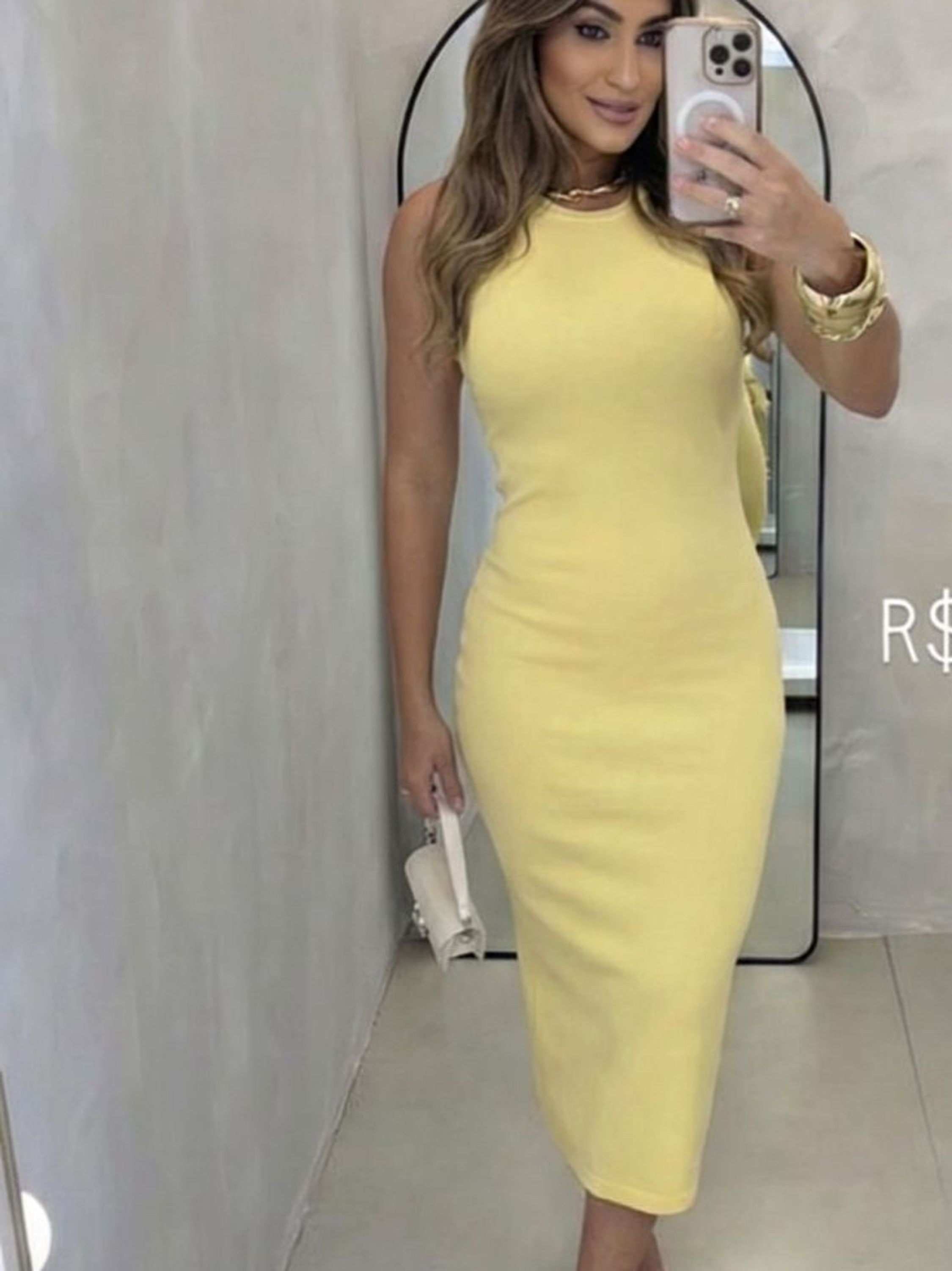 Vestido Midi feminino tecido modal