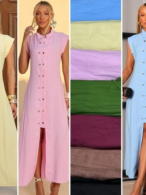 Vestido tipo camisão feminino tecido sensorial Marrant