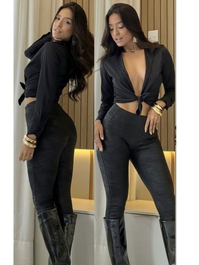 Calça legging pele de cobra flanelada importada (168)