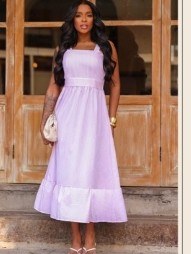 Vestido Midi feminino listrado com bojo e elastex (207)