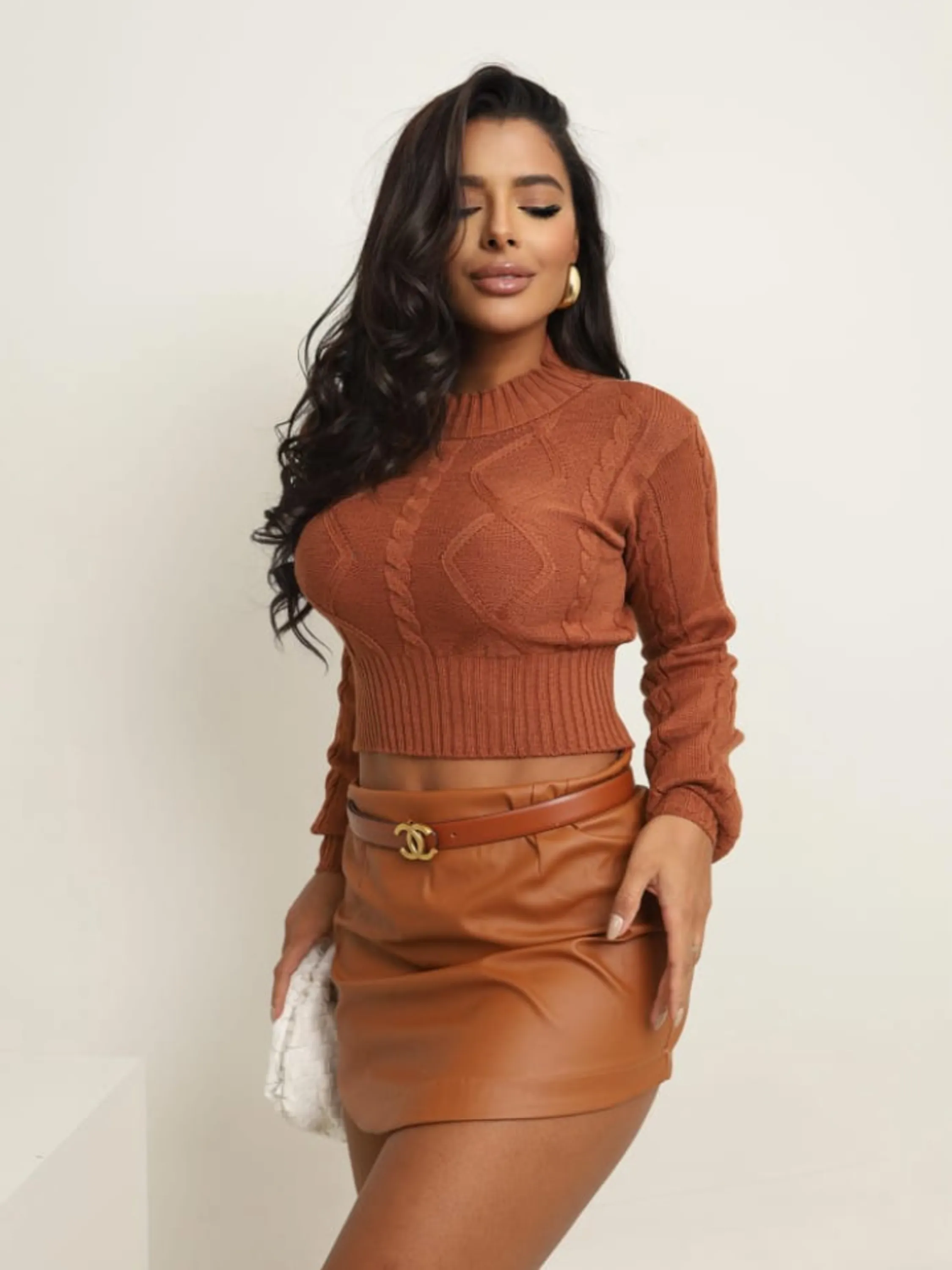 Blusa cropped feminina tamanho único (107)