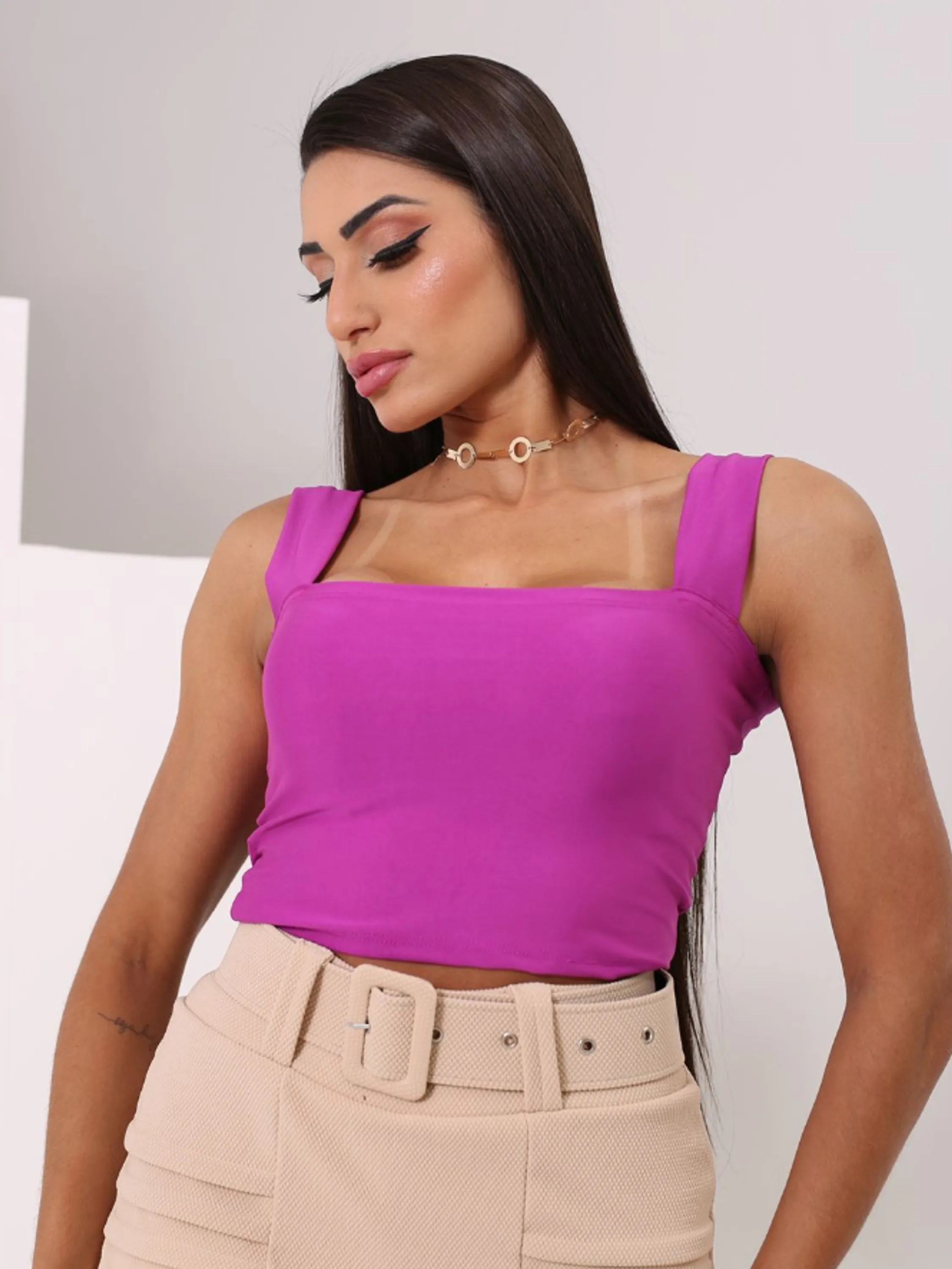 Cropped reto sem bojo feminino (Est)