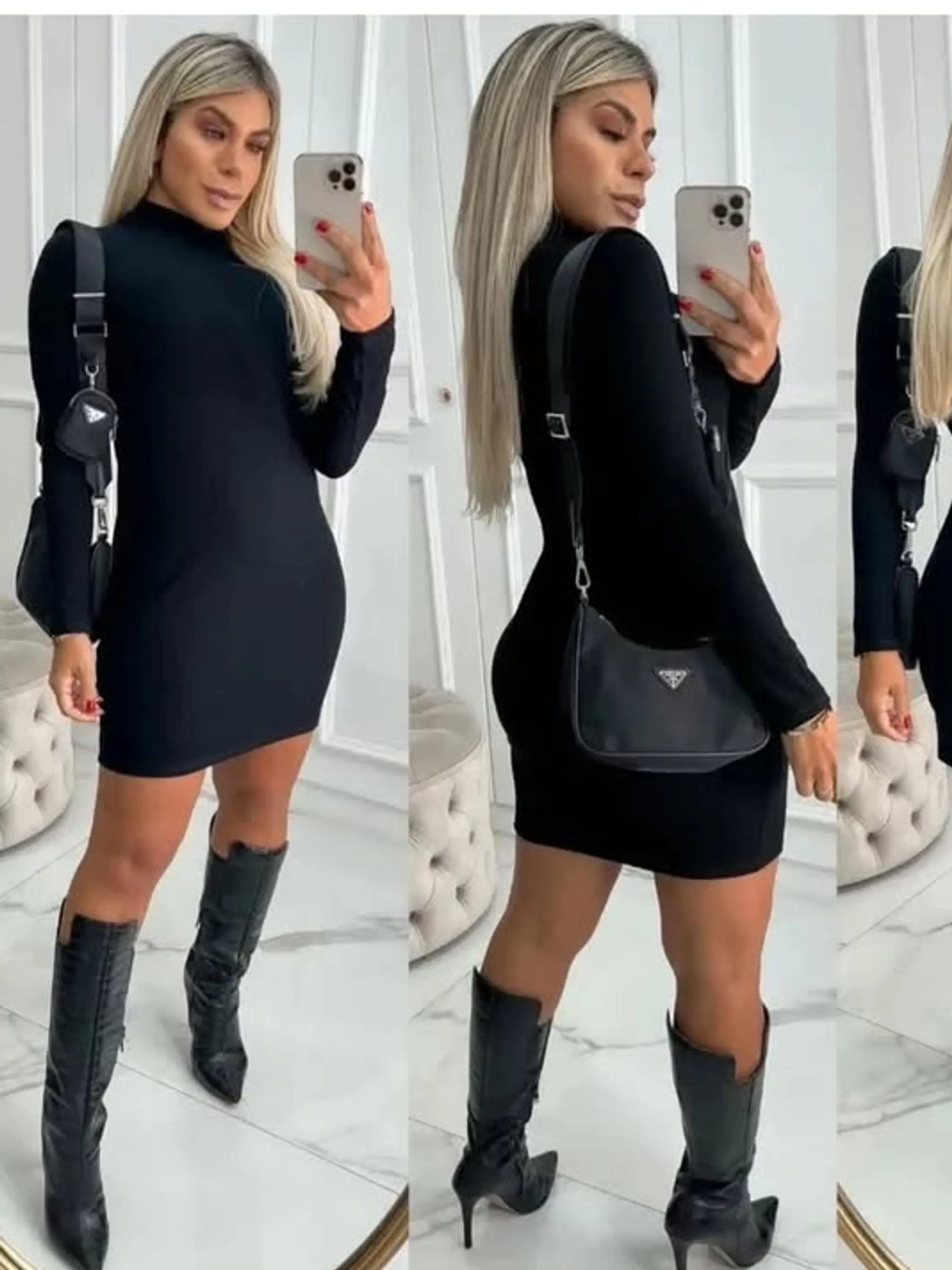 Vestido manga longa feminino tamanho único veste até 42 (63)