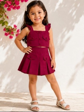 Conjunto feminino infantil shorts saia e cropped (Noel)