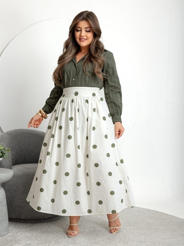 Saia Midi de bolinha feminina (160)