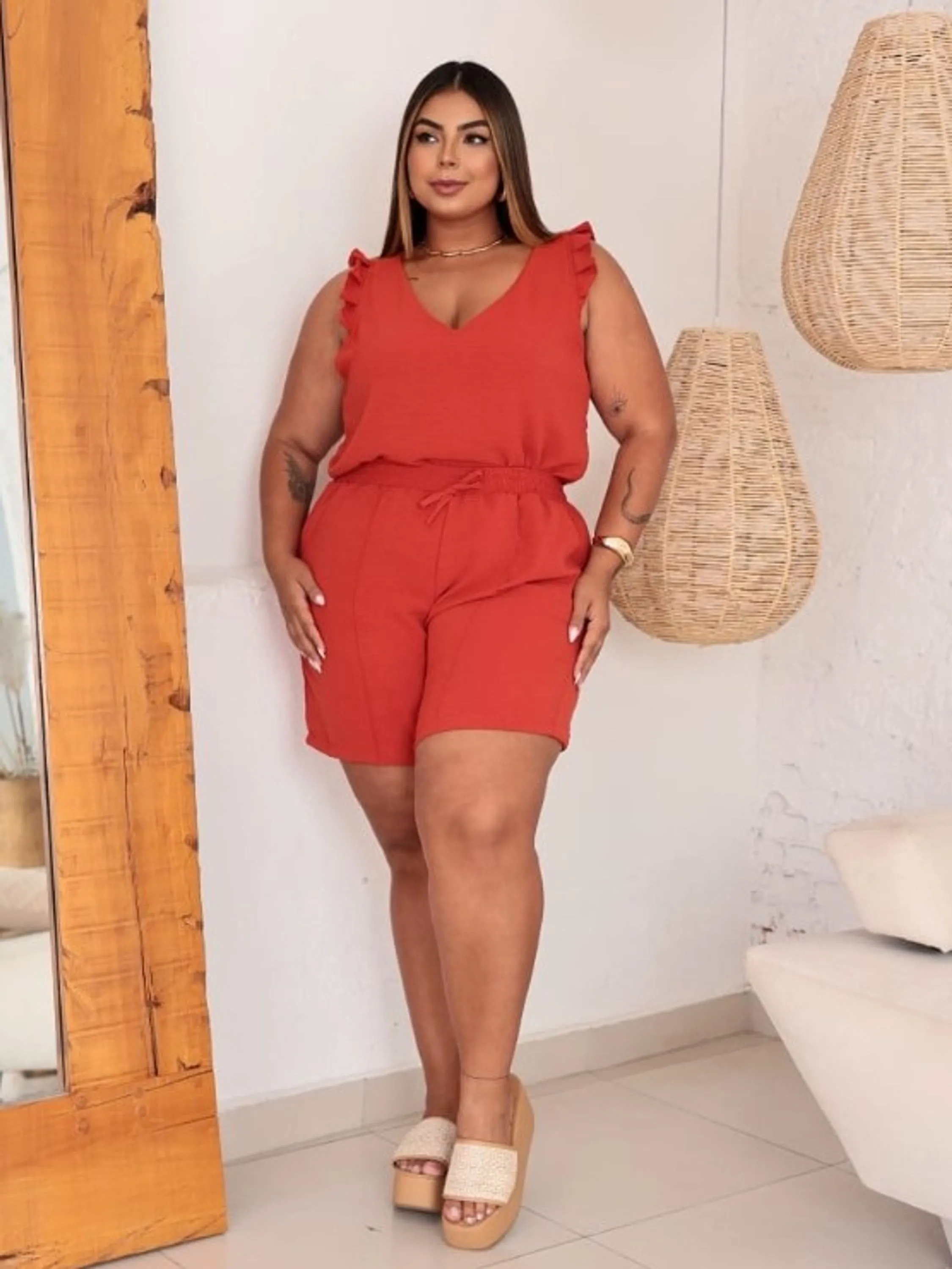 Conjunto Plus size shorts forrado e regata (41)