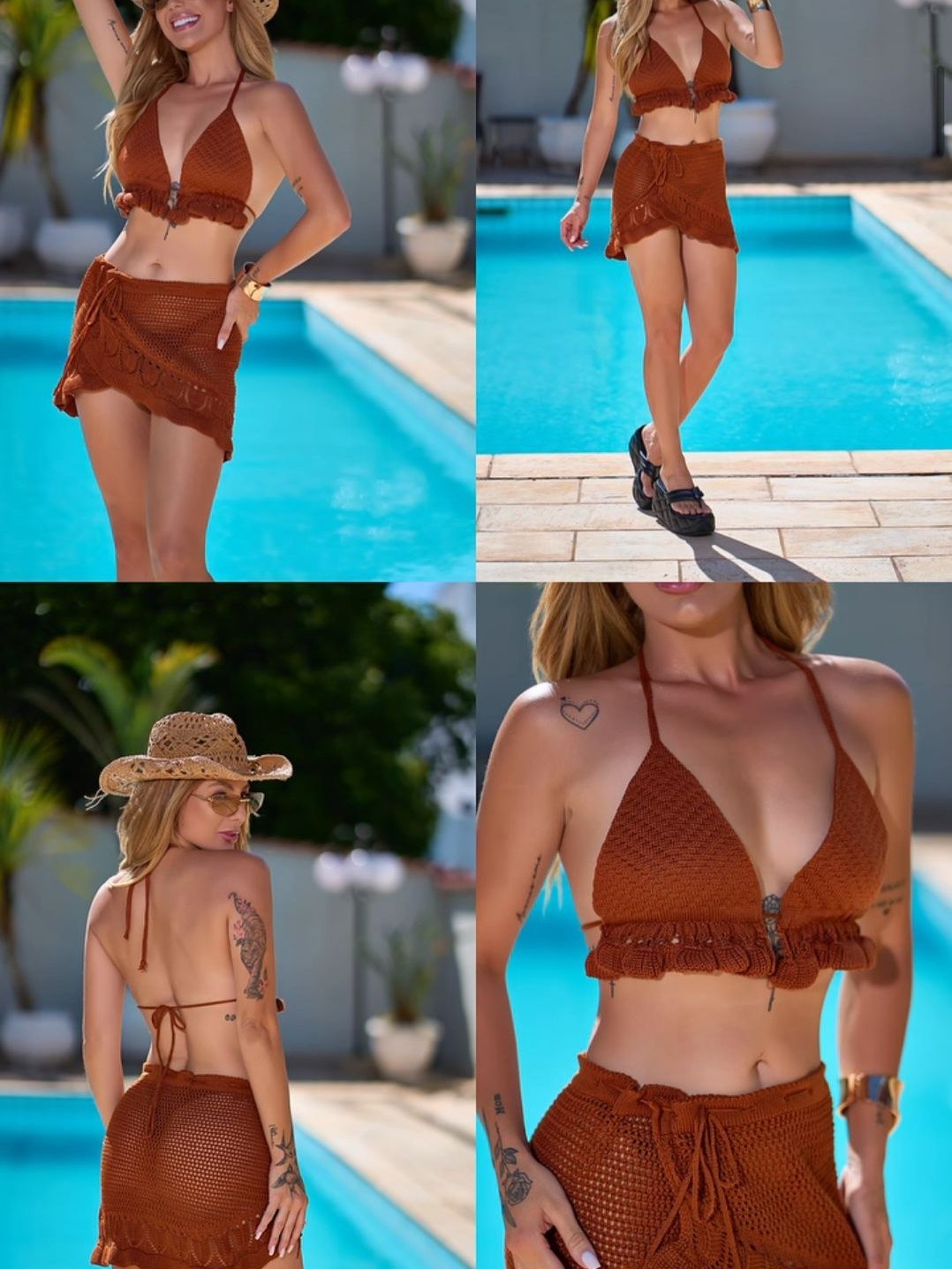 Conjunto feminino top e saia tamanho único