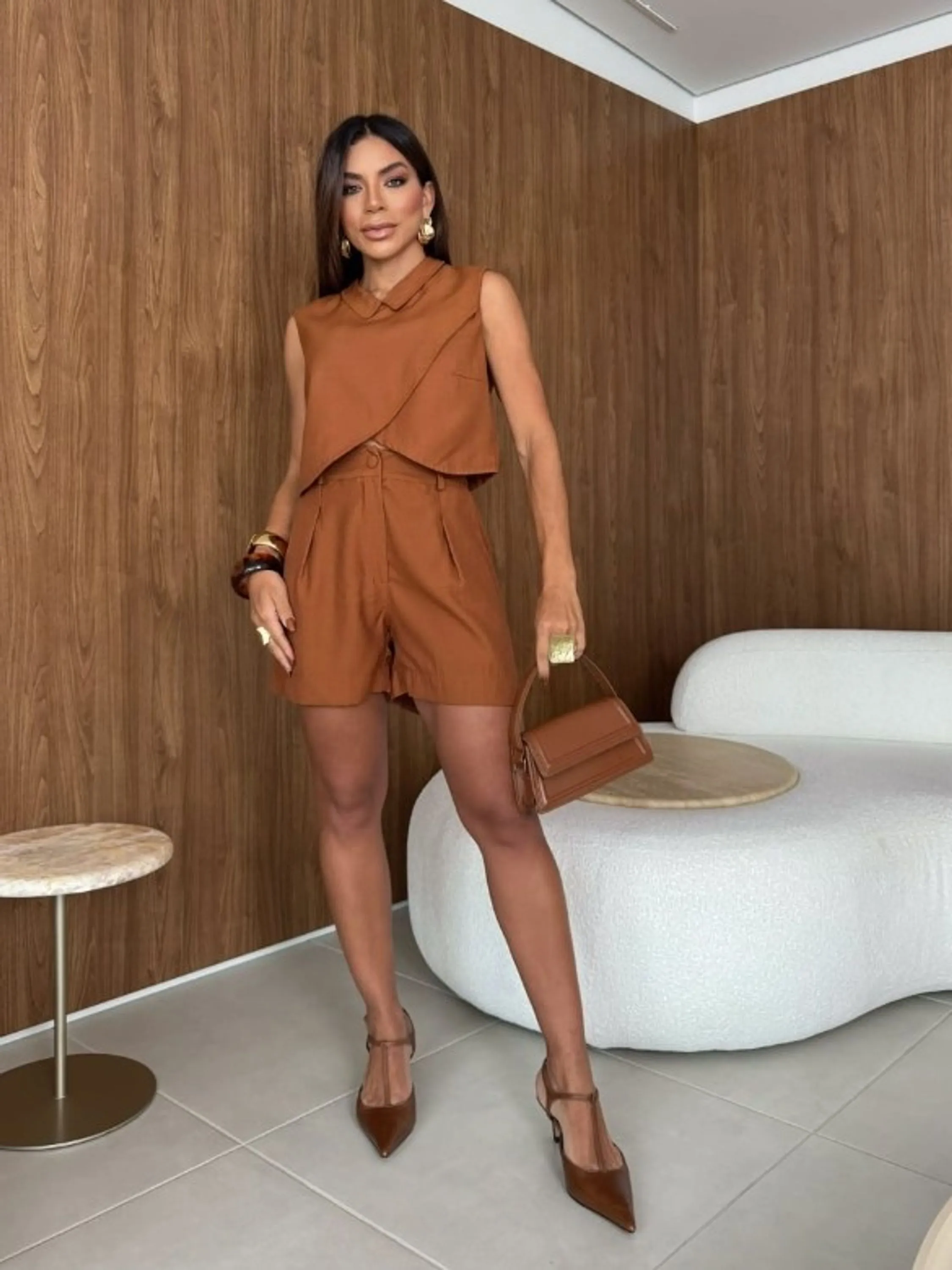 Conjunto feminino shorts com bolso lateral e blusinha (12)