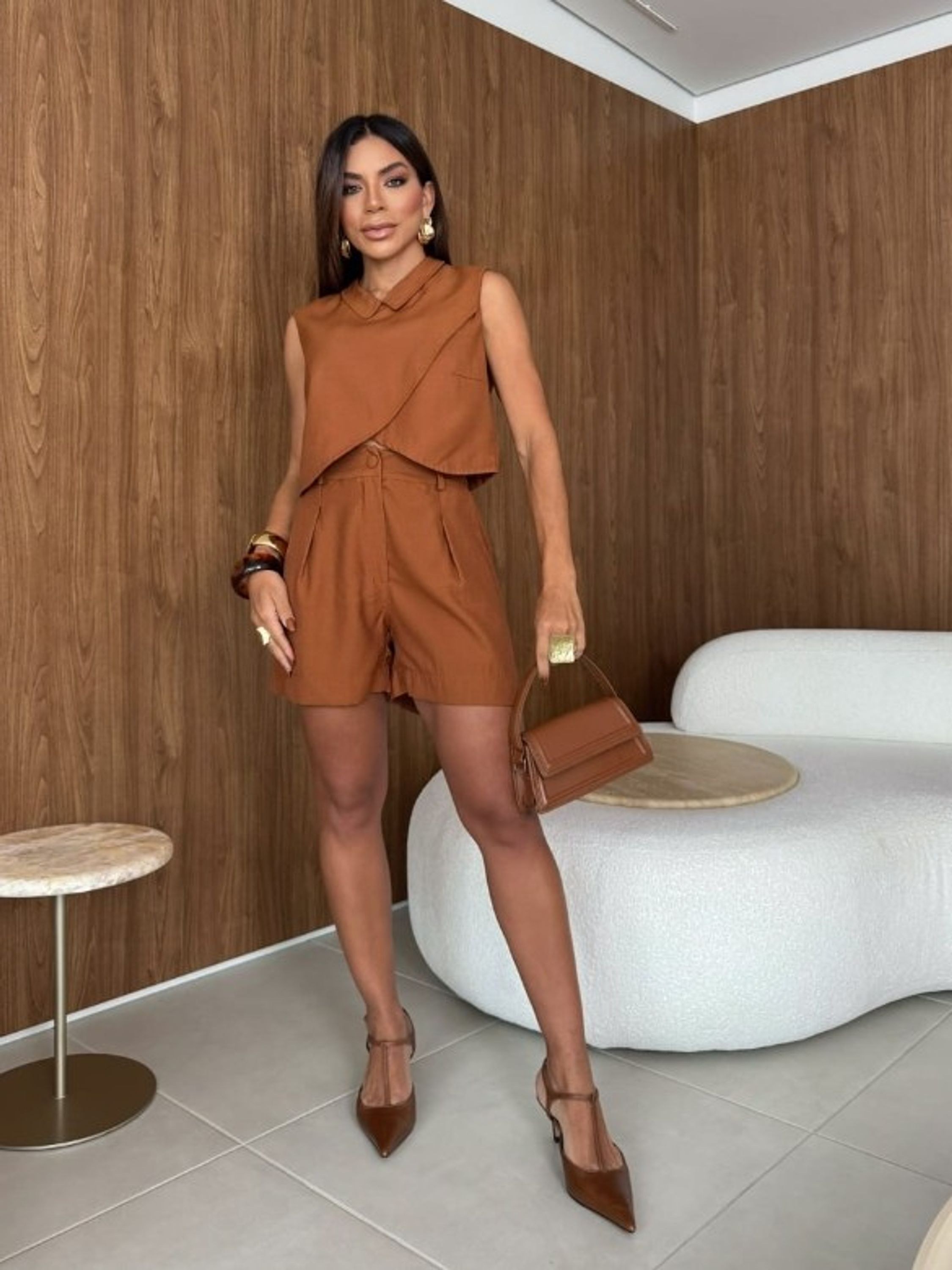 Conjunto feminino shorts com bolso lateral e blusinha (12)