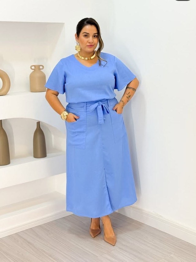 Conjunto feminino Plus size de saia e blusinha (159)