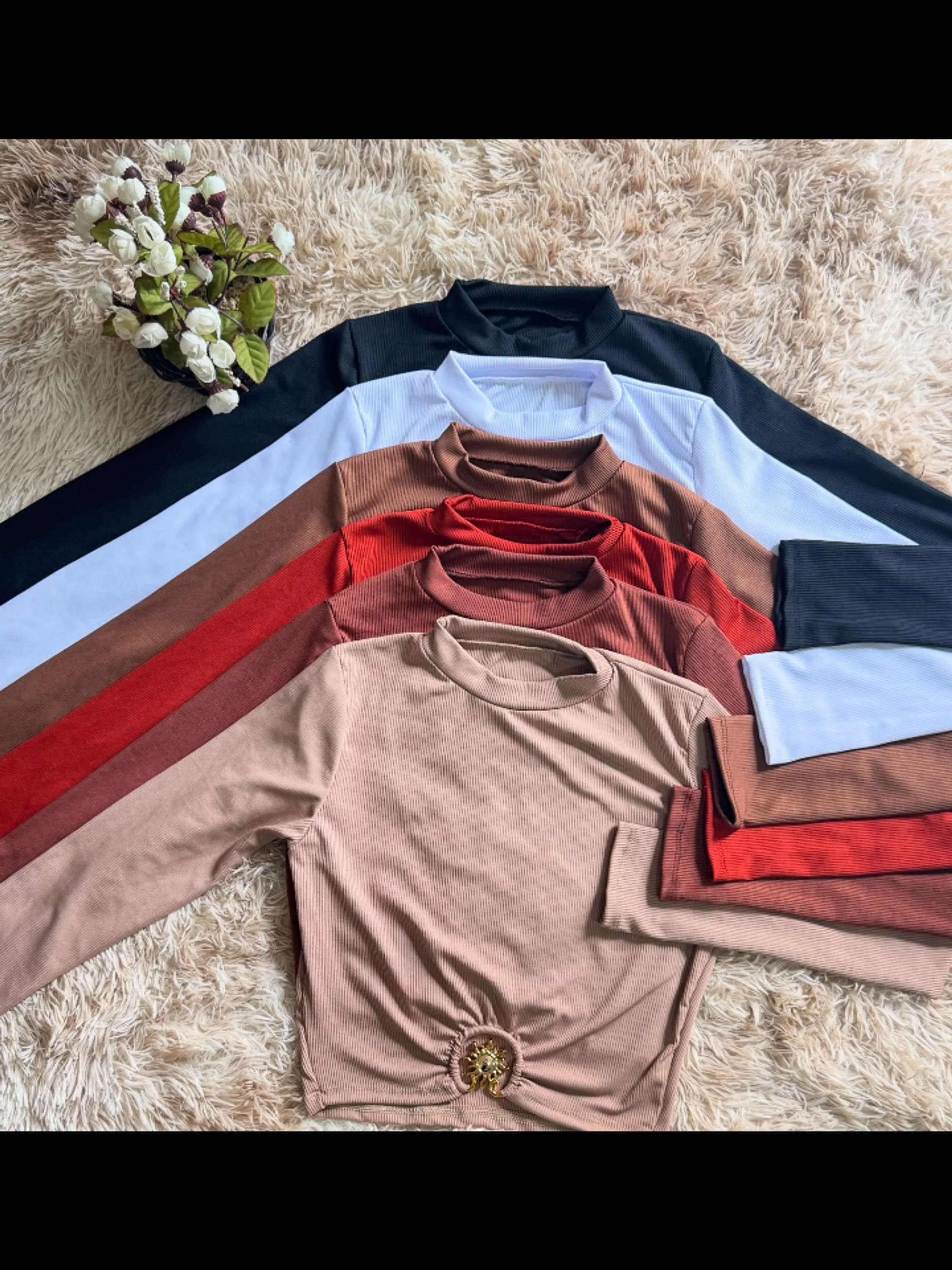 Blusa cropped manga longa feminino