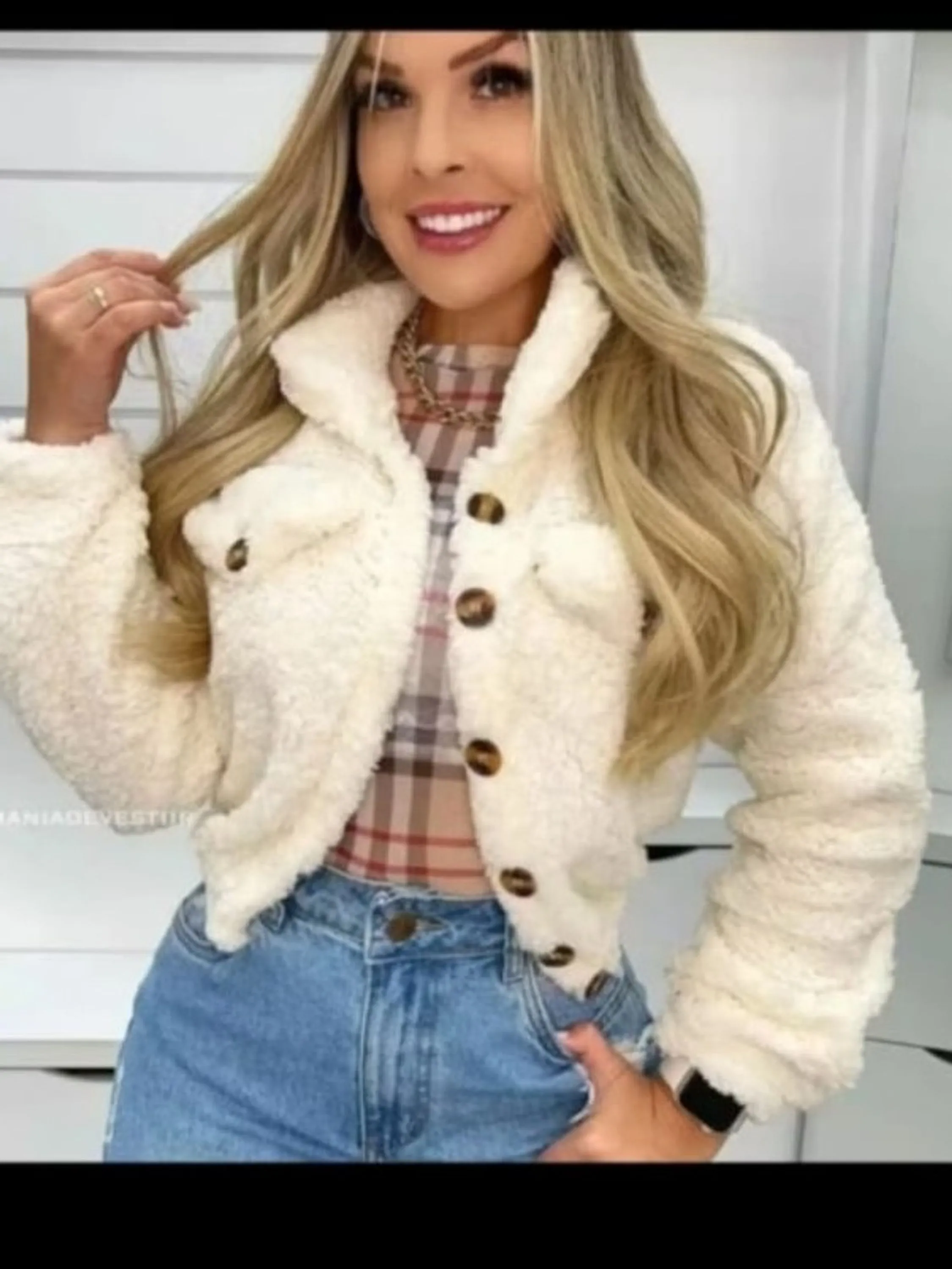 Casaco feminino Teddy de pelúcia