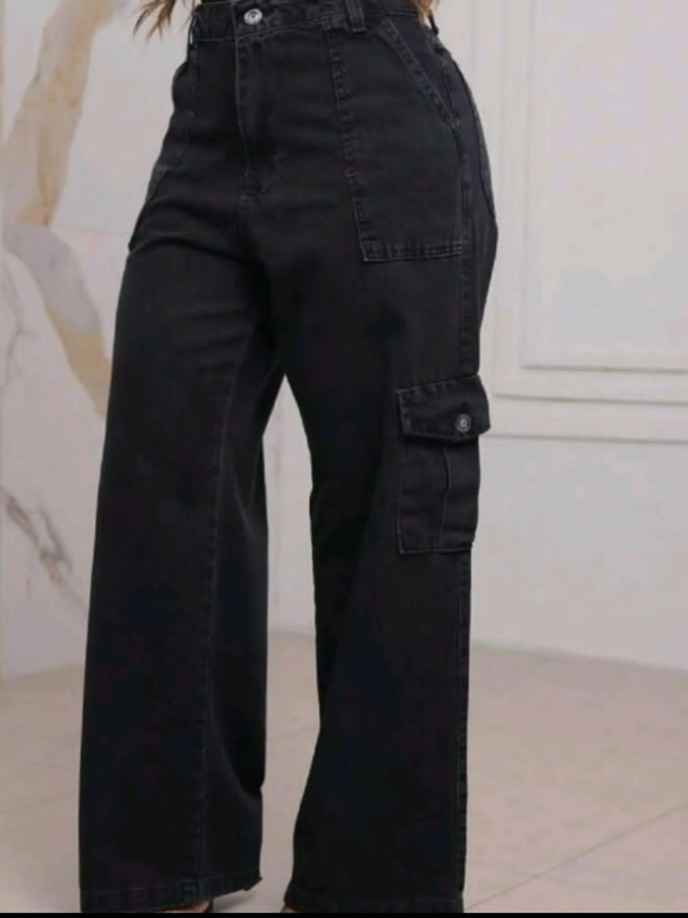 Calça jeans feminina Cargo