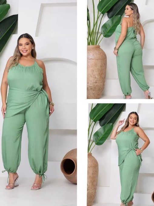 Macacão feminino Plus size de alça sem bojo (163)