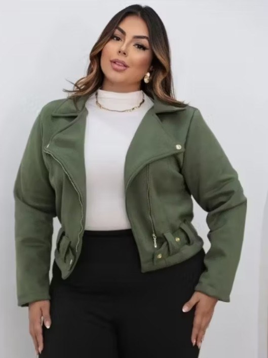 Jaqueta feminina Plus size com zíper