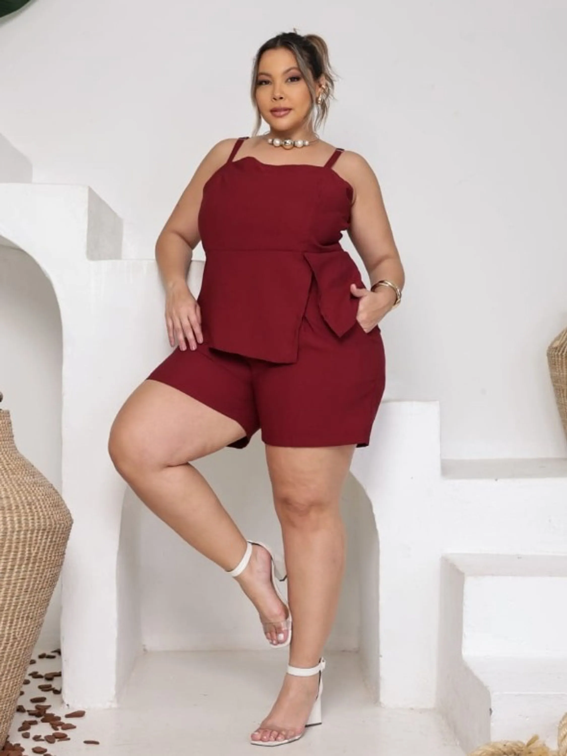 Conjunto shorts e bata feminino Plus size (68)